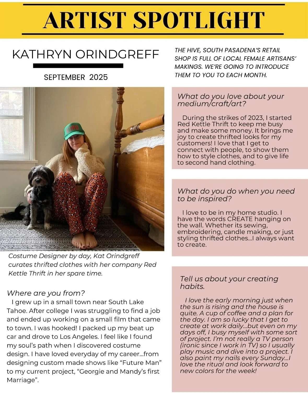 South Pas local Kat Orindgreff brings in &ldquo;new&rdquo; clothes all the time and just put a bunch of things on sale! Come check it out &mdash; her curations go fast. Learn more about her at:  www.KathrynOrindgreff.com