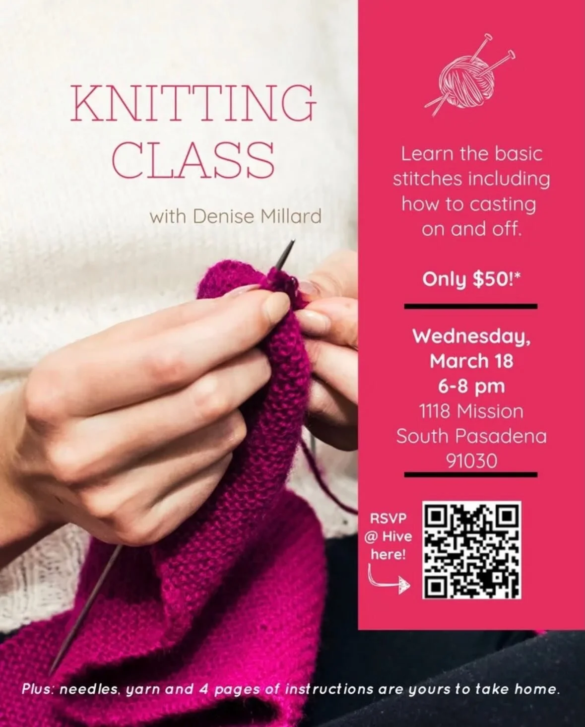 Tons-o-fun coming in with the first days of Spring. What are you doing to refresh and renew yourself?

Learn how to Knit - Wednesday 
Art Journaling- Thursday 
Soul Collage &mdash;Saturday morning
Assemblage your Tiny World - Saturday afternoon 
Teen