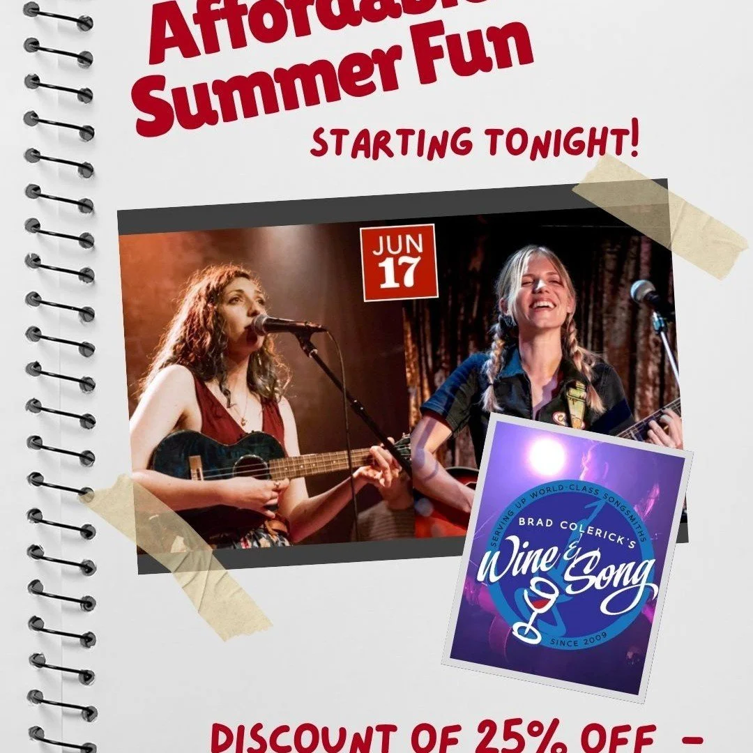 Looking for ways to enjoy summer affordably? (No, thank you, $7/gallon gas) We have nights and days covered:

*Wine &amp; Song tonight -- use discount code HIVELOVE for 25% off
*Art Journaling -- best $40 deal in town!
*Knitters Circle (or crochet, s