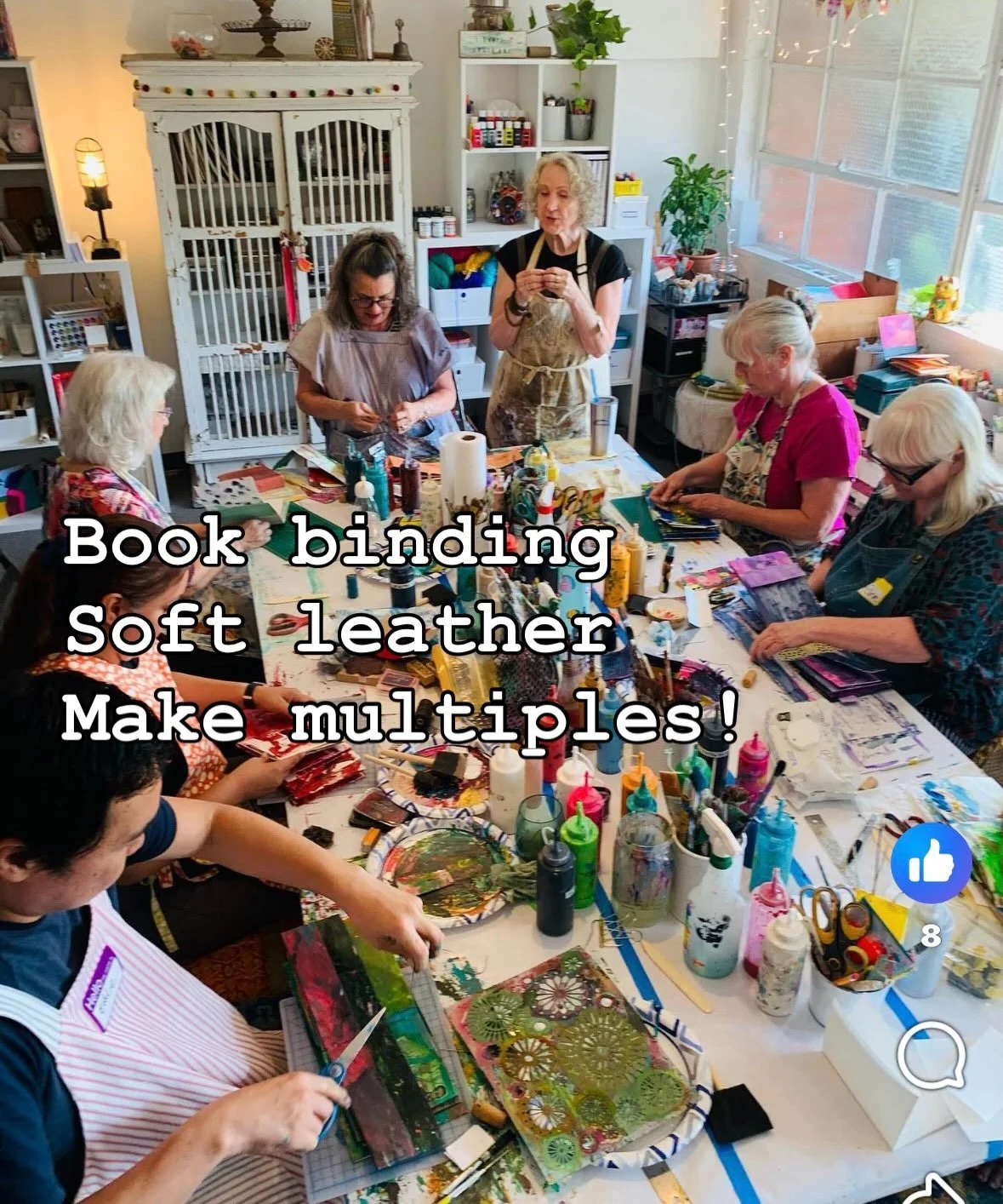 Are you tired of being hot and bored yet?

Come into the Hive, make multiple soft leather journals, and no stitch, no sewing fabric works of art. Only a couple of seats left. 

@delgadojx @craftyearthmonkey @jenny_lounibos 
#bookbinding #bookmaking #
