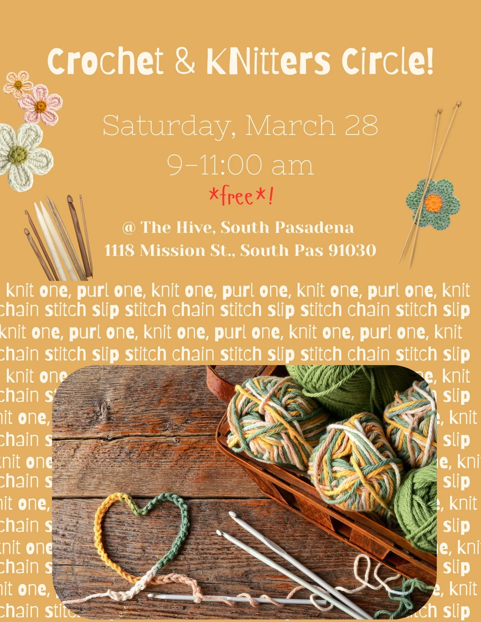 knitting circle collage painting miniatures imagination creation make and take arts and crafts the hive south pasadena highland park eagle rock create community