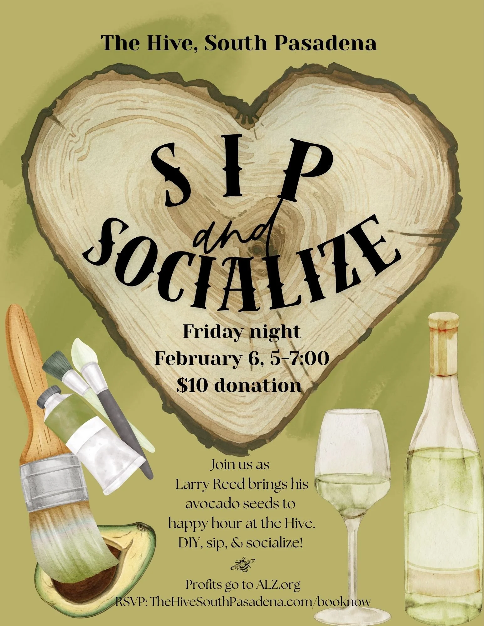 Paint avocado seed community acrylic the hive south pasadena events make and take create makers family fun teen 