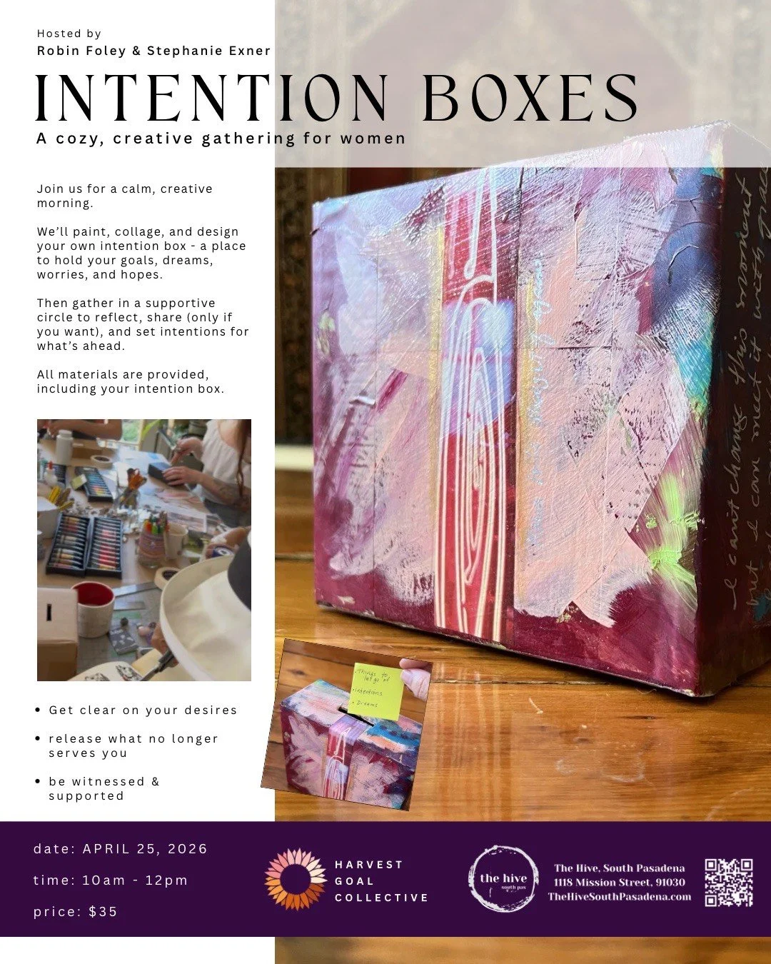 adults teens intention box "god box" assemblage vintage photos art journaling make and take the hive south pasadena arts crafts teens adults events makers makings collage paint ephemera