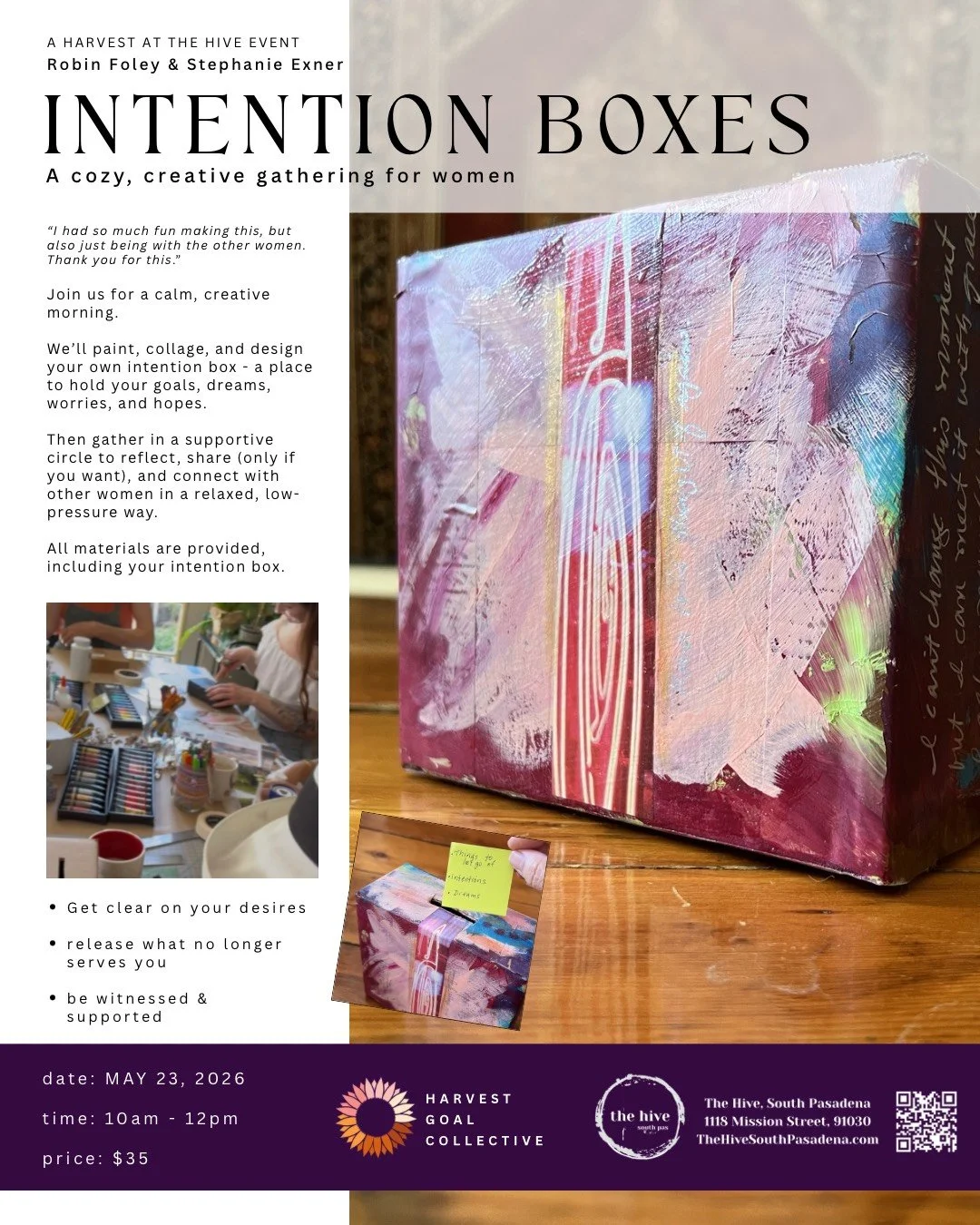 art journaling collage painting collage imagination creation make and take arts and crafts the hive south pasadena highland park eagle rock create community adult makers Harvest Goal Collective Robin Foley Stephanie Exner women