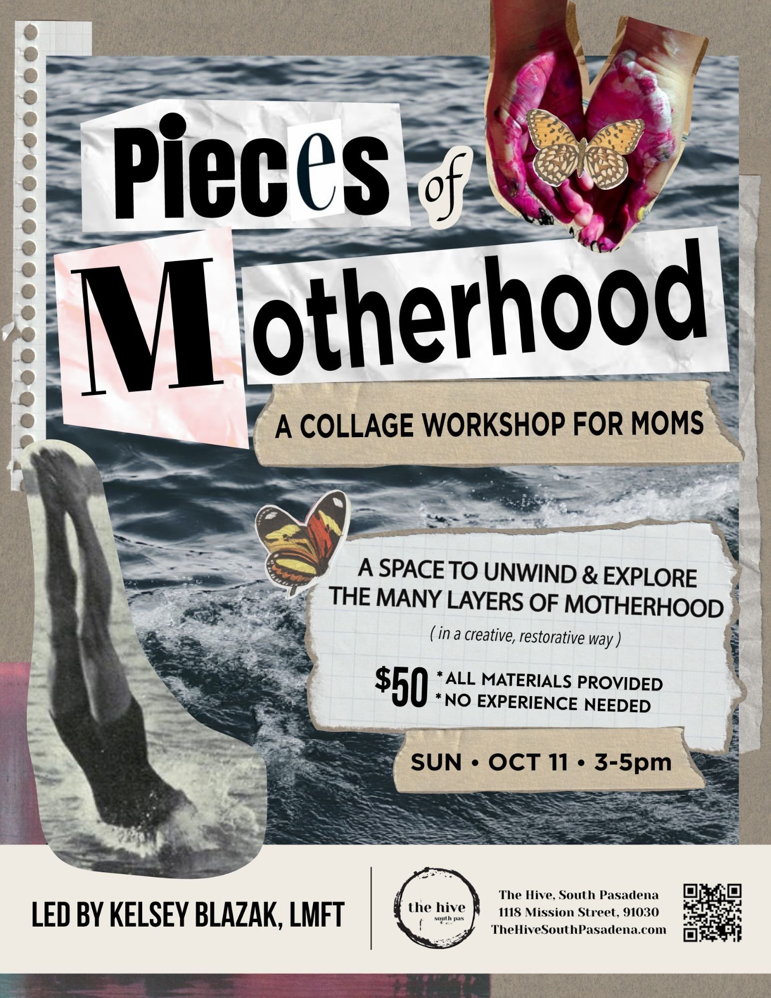 The Hive South Pasadena Highland Park Motherhood Mom collage piece Mother cut & paste make & take 