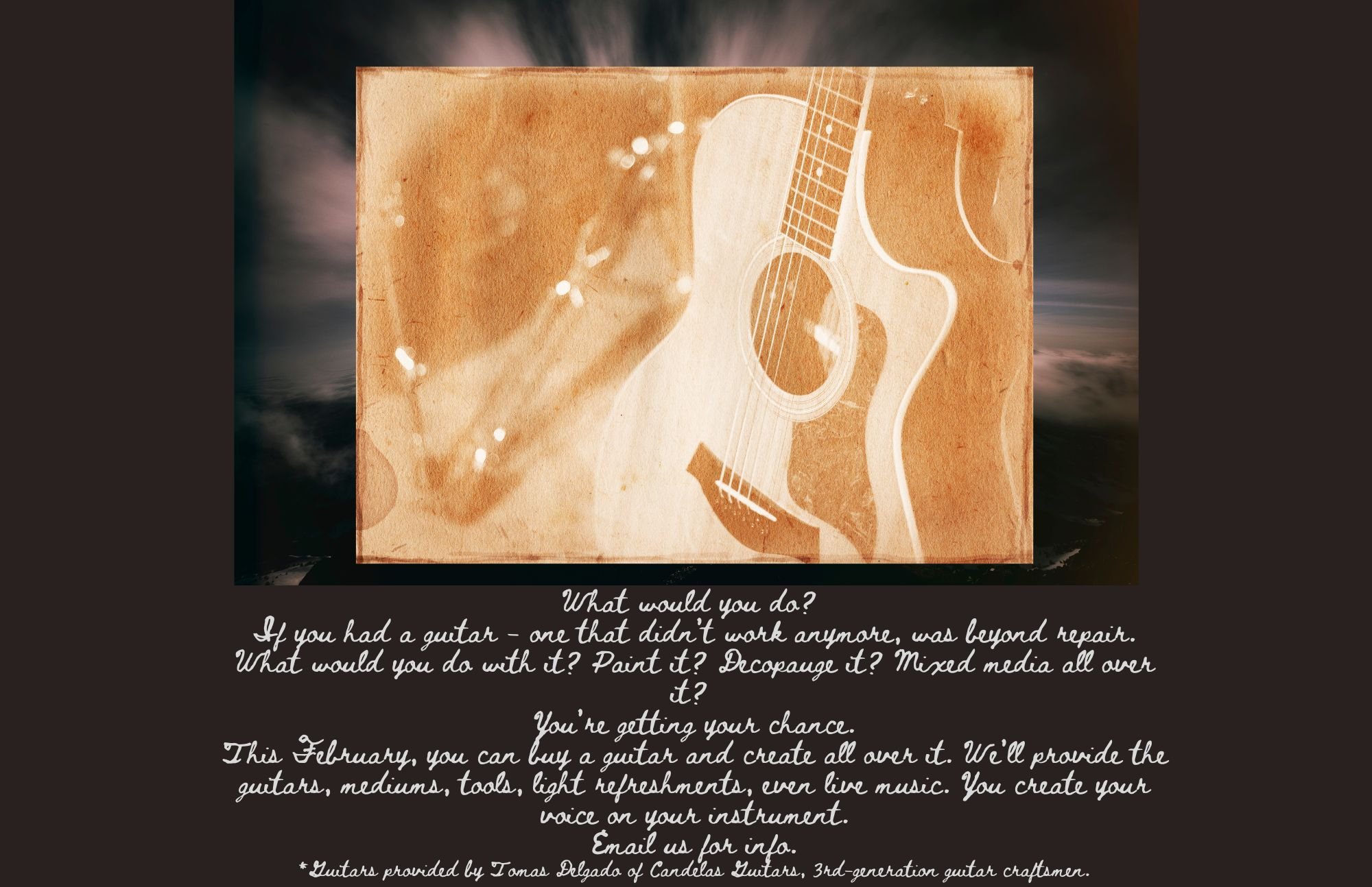 creativity guitar mixed media painting music private event Candelas Guitars 