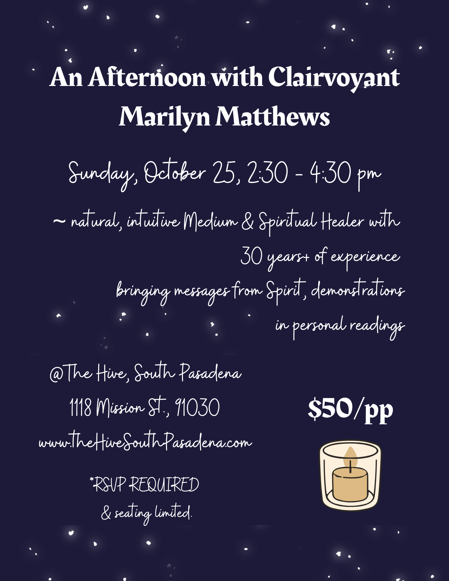 Marilyn Matthews Clairvoyant the hive south pasadena medium spiritual advisor healer intuition intuitive highland park pasadena event readings reading eagle rock