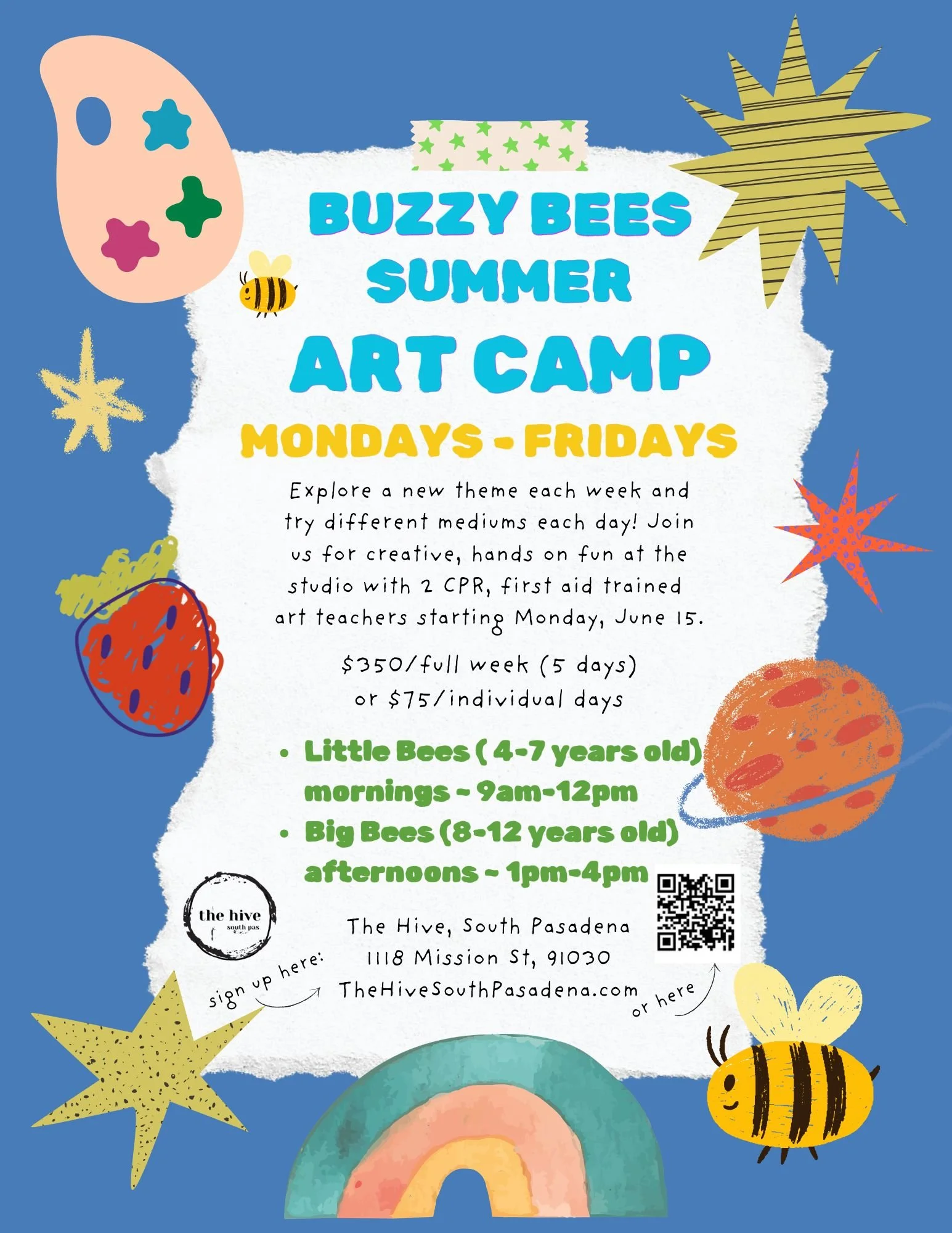 children summer camp art camps kids summertime play day week june july august arts and crafts make and take the hive south pasadena