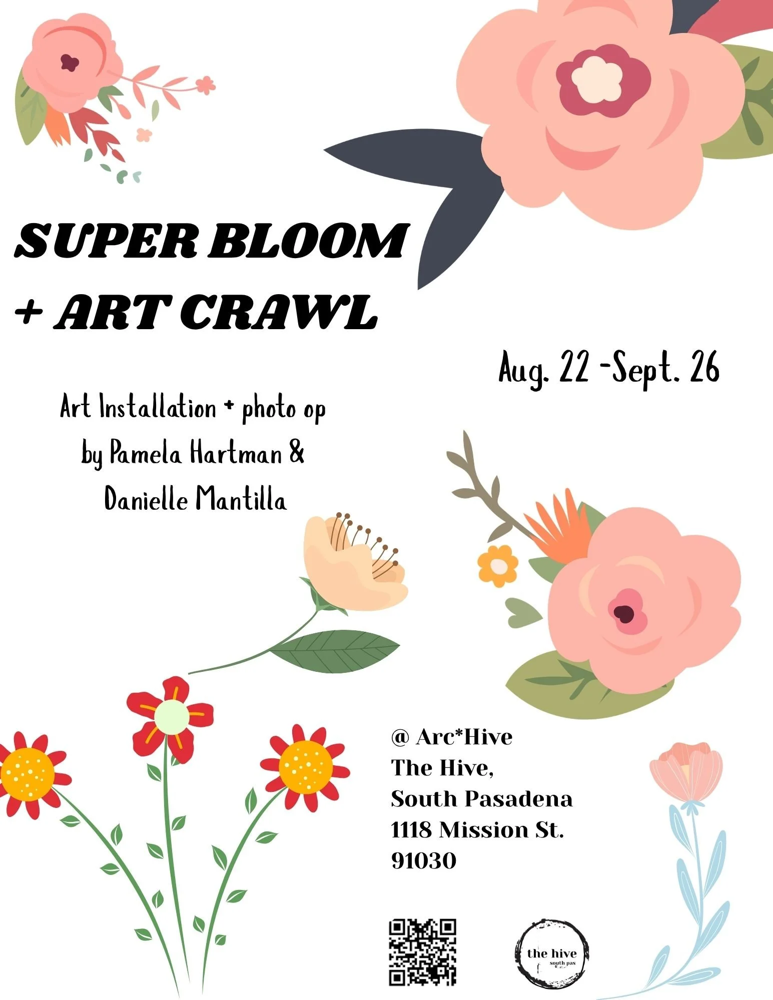 paper flowers artist installation art crawl august 2026 interactive event makers making flower the hive south pasadena highland park creative creators South Pas Art Crawl Pamela Hartman superbloom Danielle Mantilla
