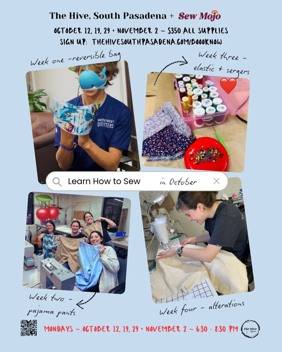 sewing beginners learn how to sew slow stitch machines the hive south pasadena community time highland park pasadena alhambra eagle rock lauren fonville sew Mojo teens adults