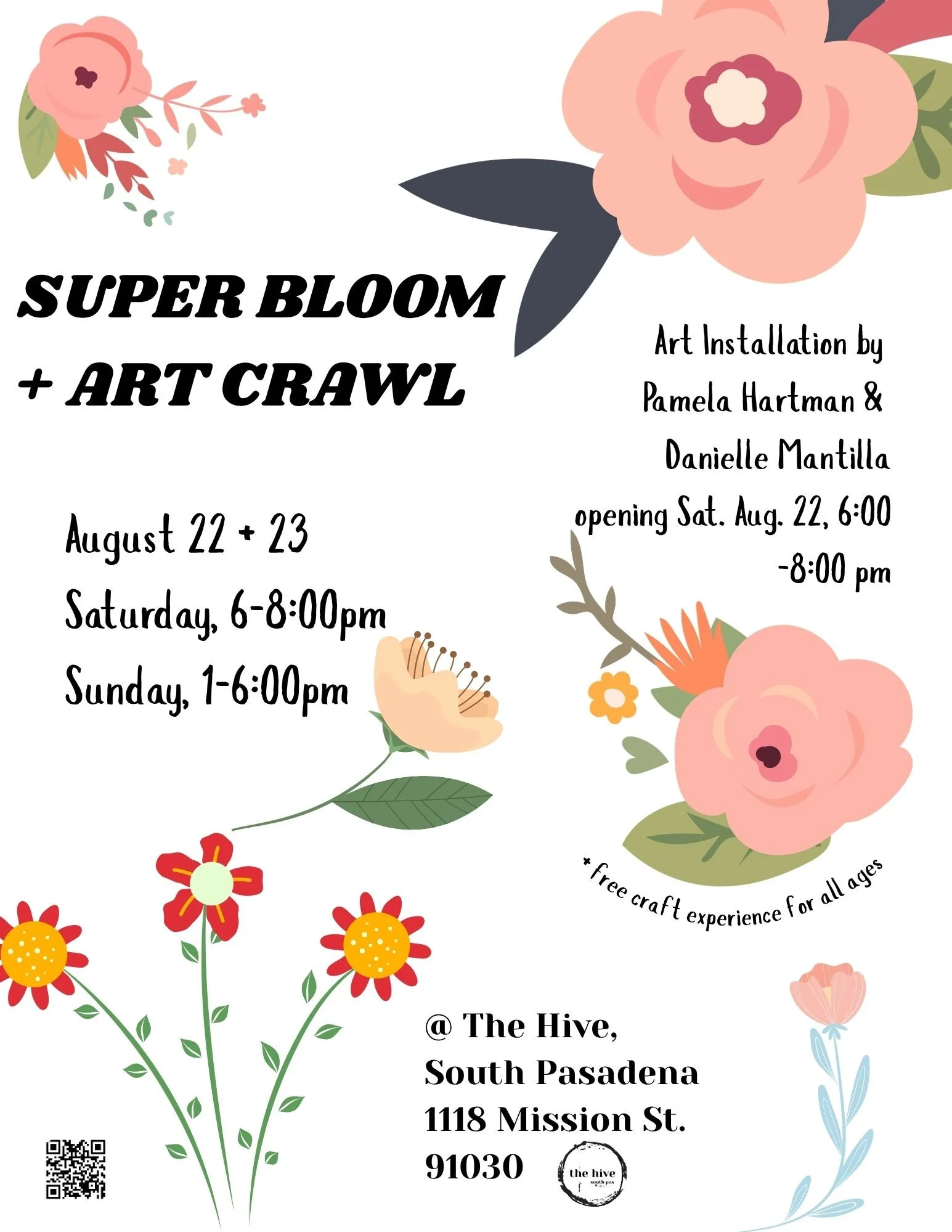 paper flowers artist installation art crawl august 2026 interactive event makers making flower the hive south pasadena highland park creative creators South Pas Art Crawl Pamela Hartman superbloom
