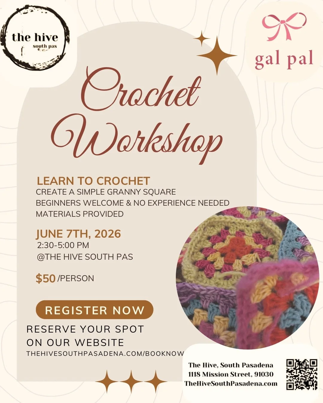 adult teen crochet beginners learn how to crochet workshop make and take the hive south pasadena arts crafts teens adults events makers makings