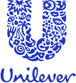 Unilever logo with a blue wordmark and a stylized 'U' made of various icons.