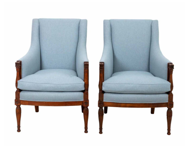 Pair of Directoire Style Mahogany Bergere Chairs