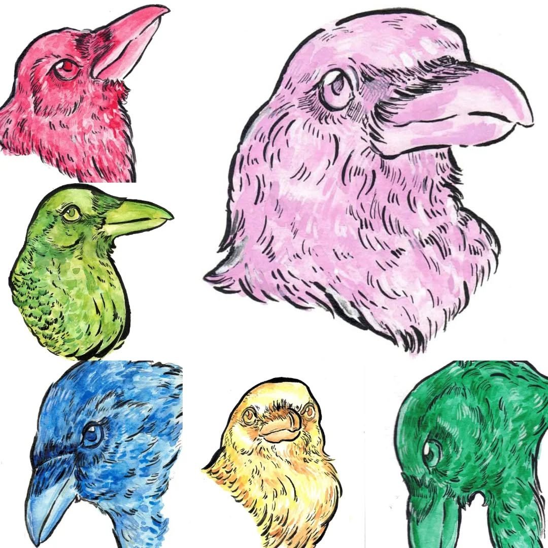 It's been a real caw-cophony lately!

I'm back on my Chroma Crow kick and loving this colourful crows---question is, what should they be? Stickers? Notepads?Let me know your idea, or other colours I should  use! 

💜🩵🩷💚❤️💛 Got your eyes on a cert