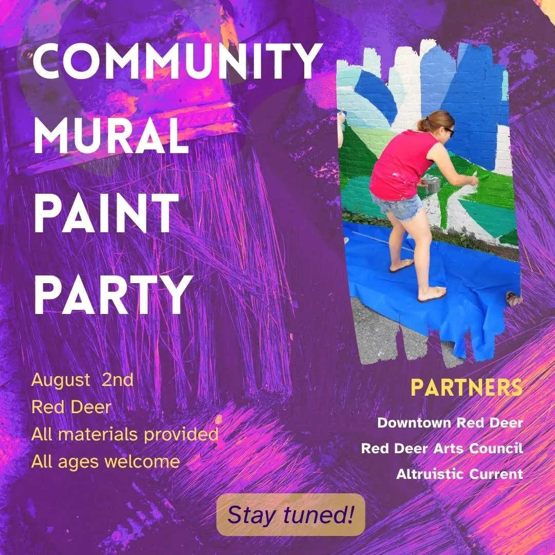 Get ready to get messy!

In coordination with @downtownreddeer and @reddeerartscouncil, @altc.ca is pleased to facilitate a sixth  Muraleers project! We'll be hosting a free all-ages Community Paint Party in downtown Red Deer, where everyone is welco
