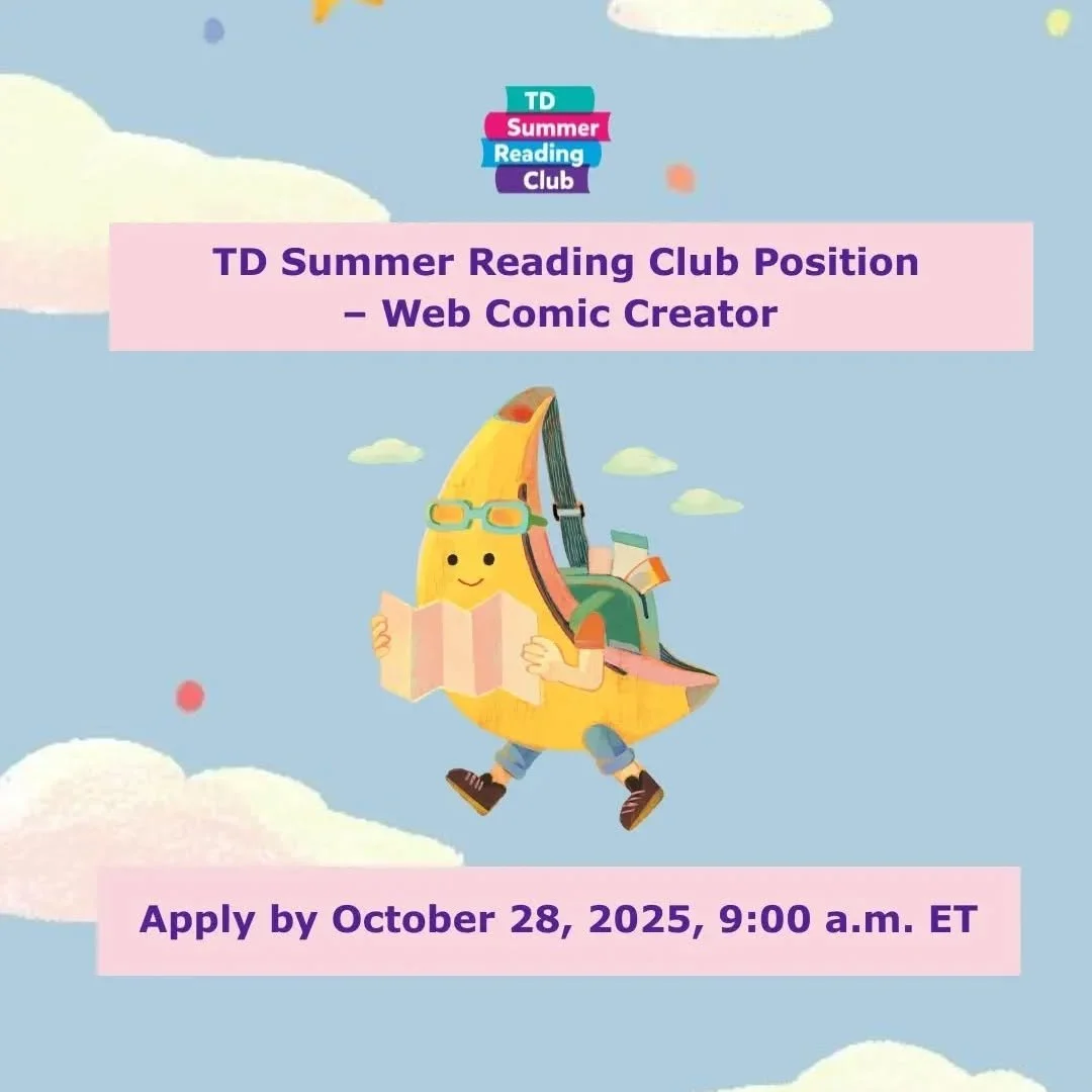 @tdsrc_cletd We&rsquo;re inviting you to dive in with us! 💫
&nbsp;
@torontolibrary is accepting applications from children&rsquo;s book creators for the&nbsp;2026 TD Summer Reading Club Web Comic Creator&nbsp;position.
&nbsp;
Ready to apply? Check t