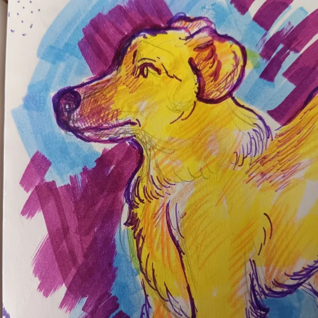 Behind every pet portrait is a pile of pet drawings!

DYK: every time I have  custom pet portraits, I like to doodle around with them first in my sketchbook--it gives me space to play with tools and thoughts (in a way where I don't have to worry abou