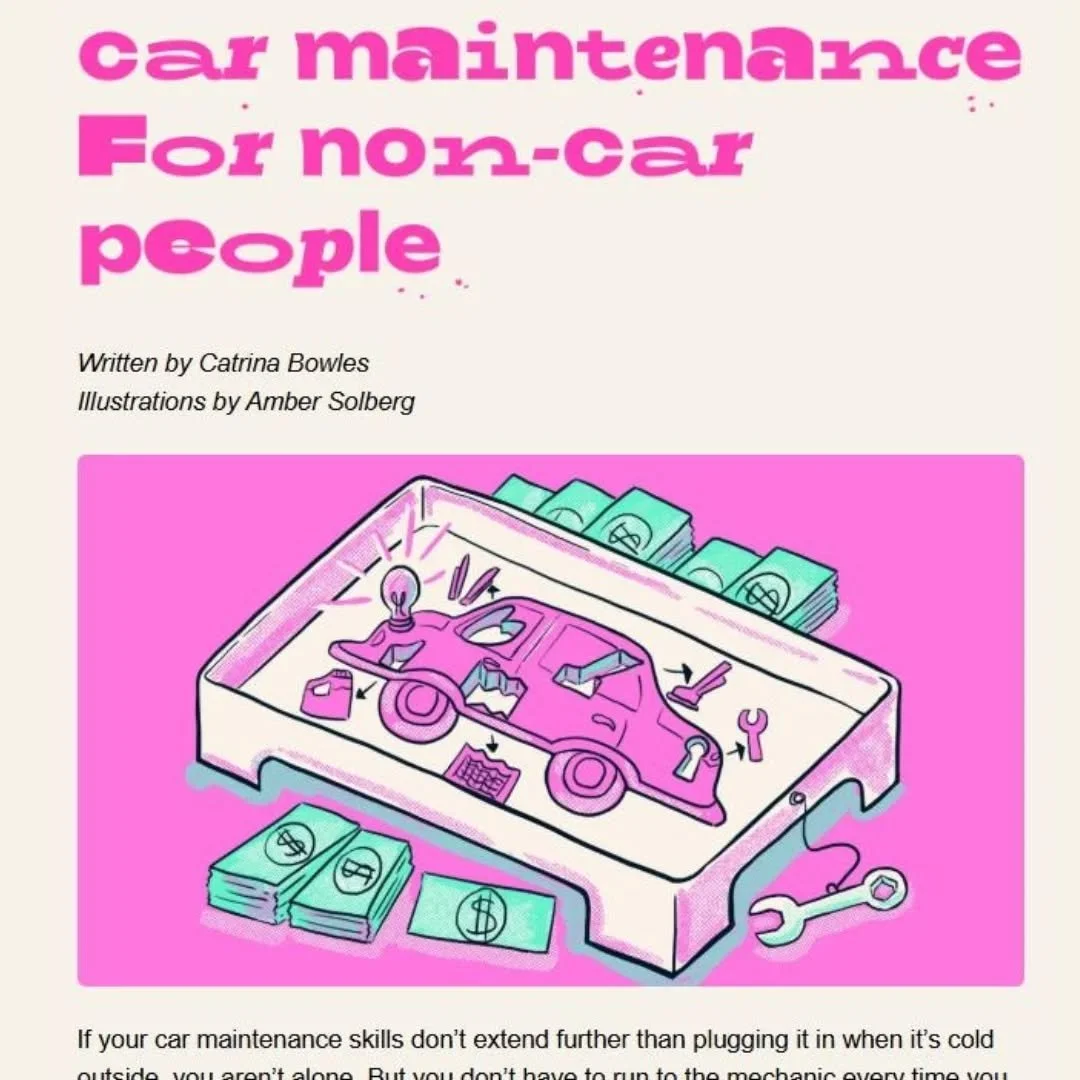One month into the new year, and like me, you may have needed some car advice (our Bluey was having some issues).

Perfect timing then to illustrate for this article by Catrina Bowles for @atbfinancial ! I'm not a car person by any stretch, but I did