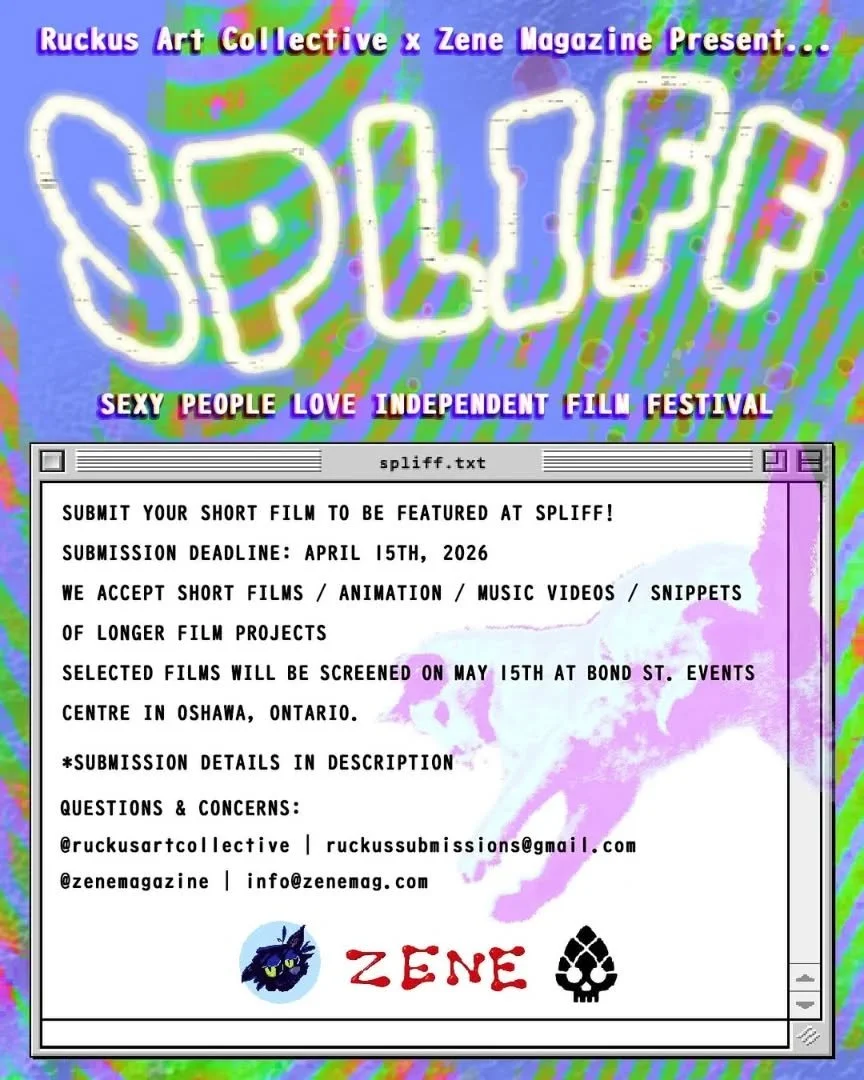 @ruckusartcollective CALL FOR SUBMISSIONS: SPLIFF (SEXY PEOPLE LOVE INDEPENDENT FILM FESTIVAL). 

Ruckus Art Collective &amp; Zene Magazine are hosting a film festival on May 15th at Bond St. Events Centre in the 222 ⭐️🎥🎬🍿 Do you have a short-film