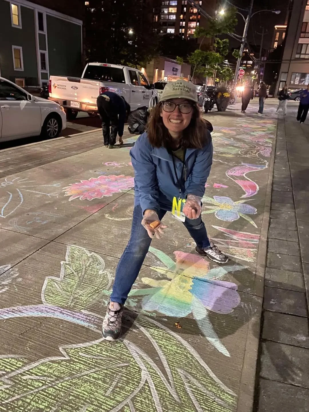 In the spirit of "Throwing-It-Out-There Friday"*, I'm putting out vibes to the universe for more creative  project work 💫🌟✨️!

As proof, enjoy:
1 &amp; 2. That time I planned a community chalk mural for @nocturnehalifax and thought making