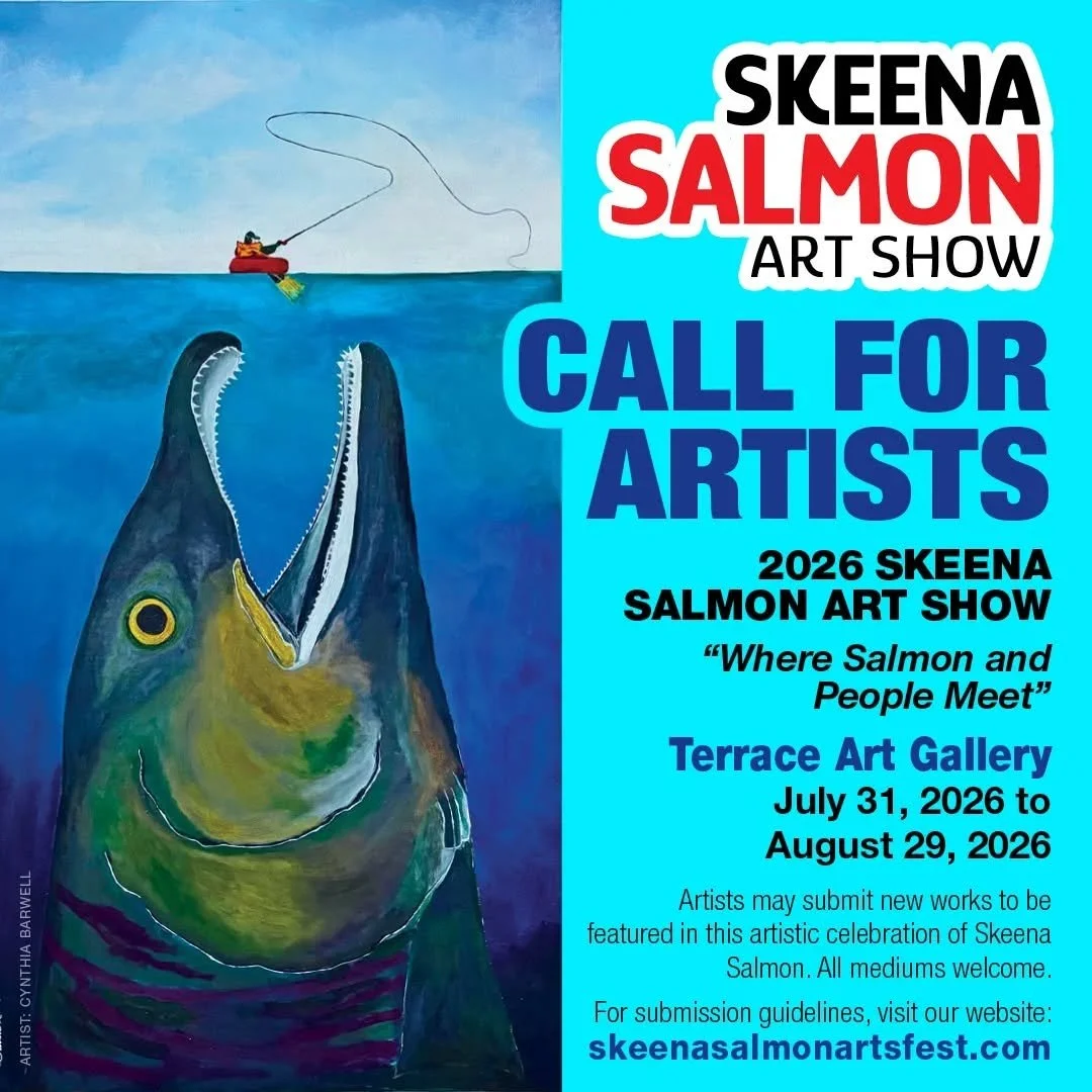 @skeenasalmonartsfest We are excited to open our call to artists for the 9th annual Skeena Salmon Art Show!  We welcome artists to submit their ideas by June 13th,  with artwork to be dropped off at the gallery in the last week of July. You can find 