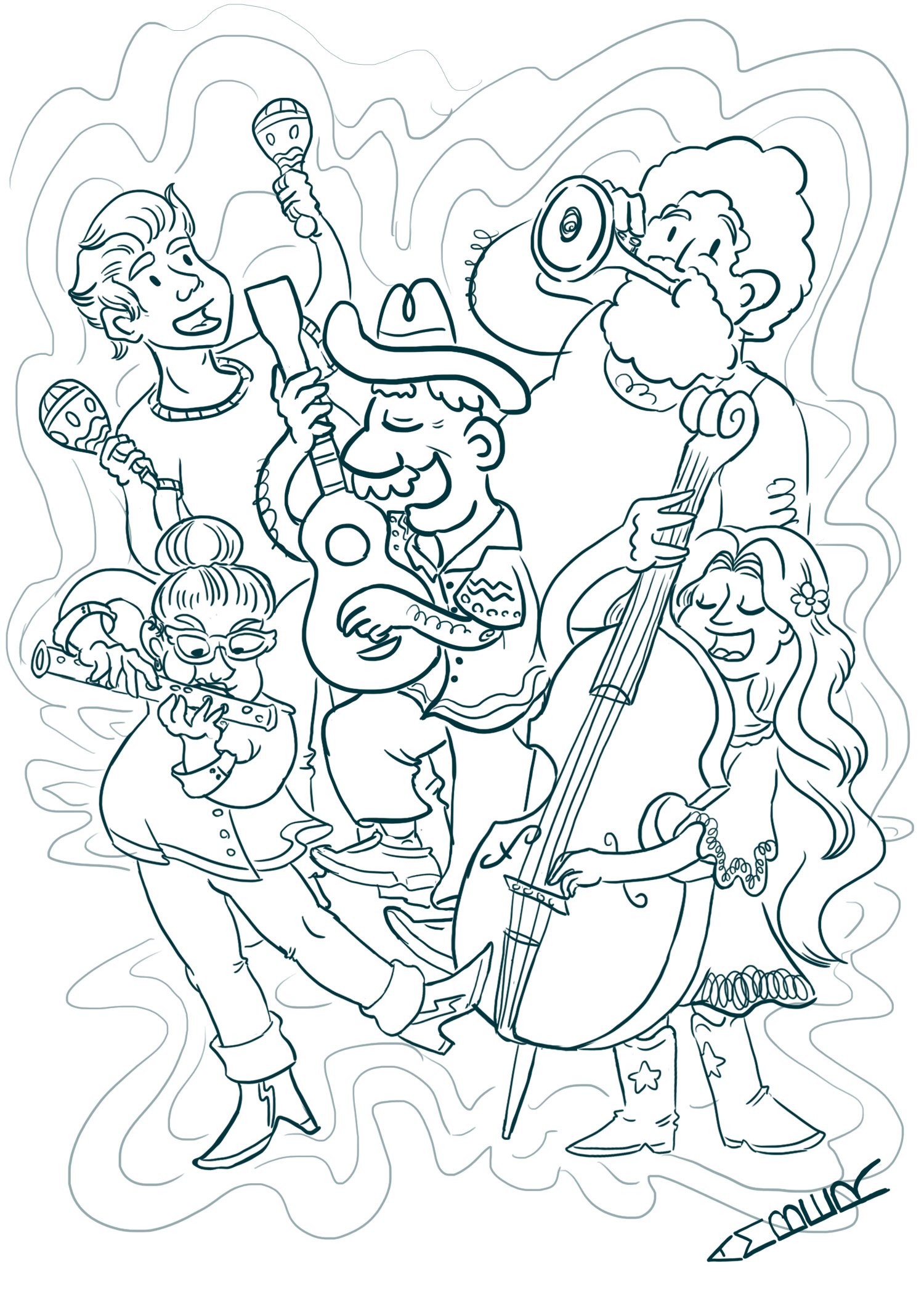 Folk Fest Colouring Sheet; personal project