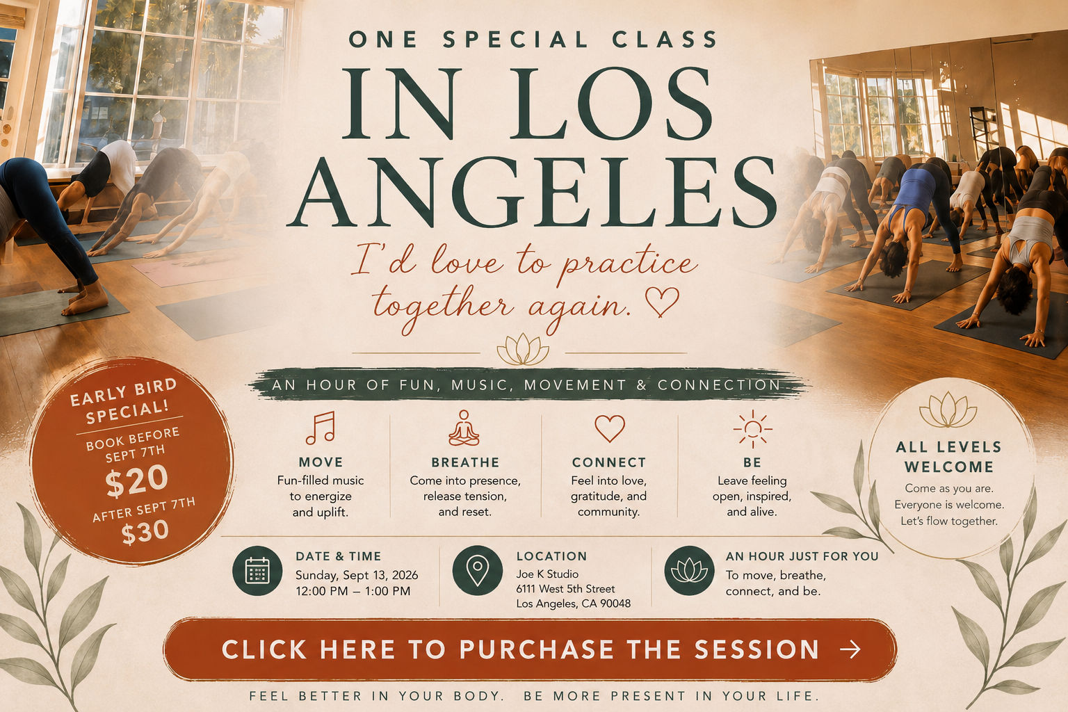 One Special Class in LA with Jake - Early Bird Special before Sept 7th