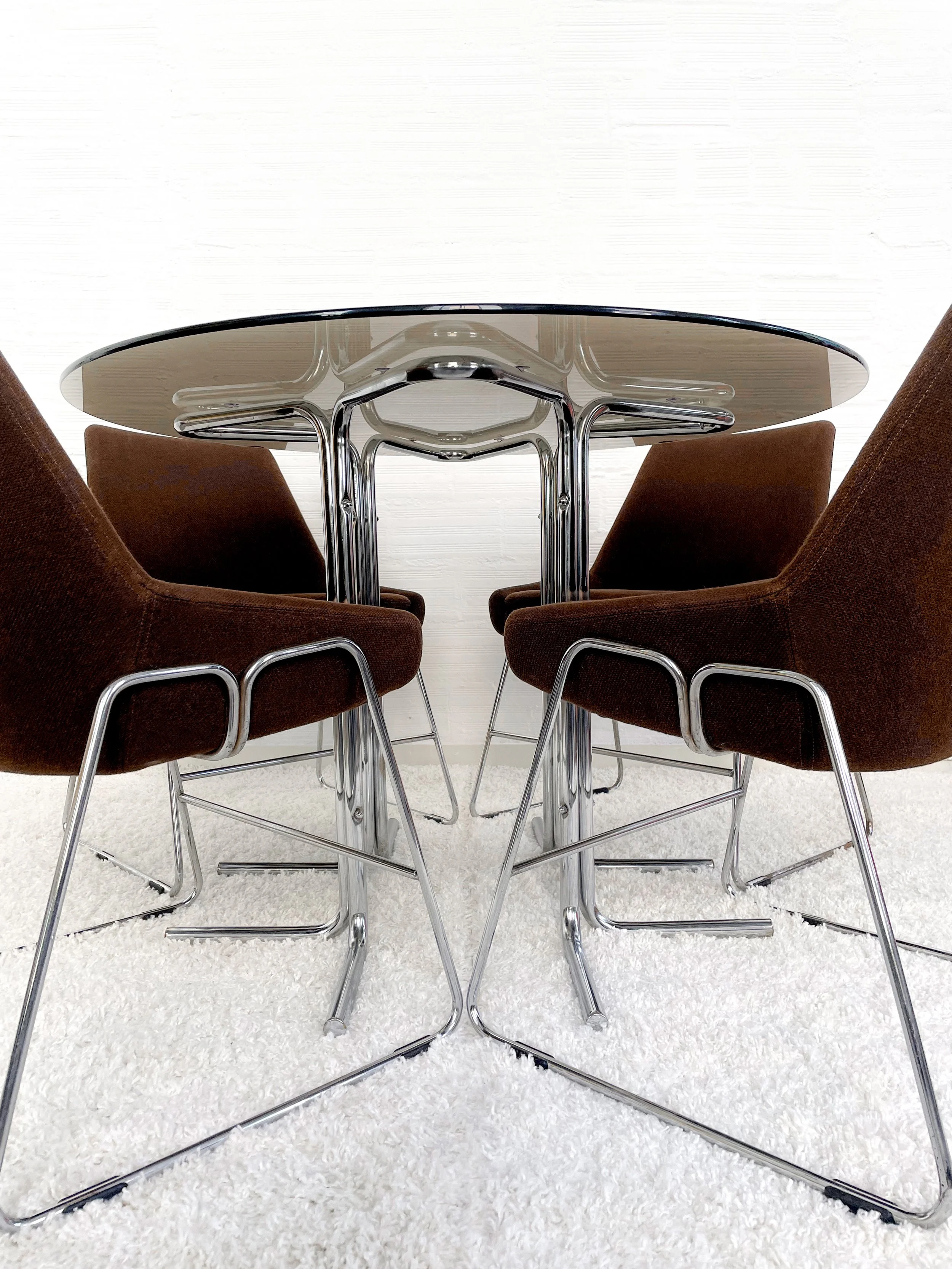 Mesa comedor vintage. Estructura cromada estrella. 70s. Monda Lironda Vinatge
