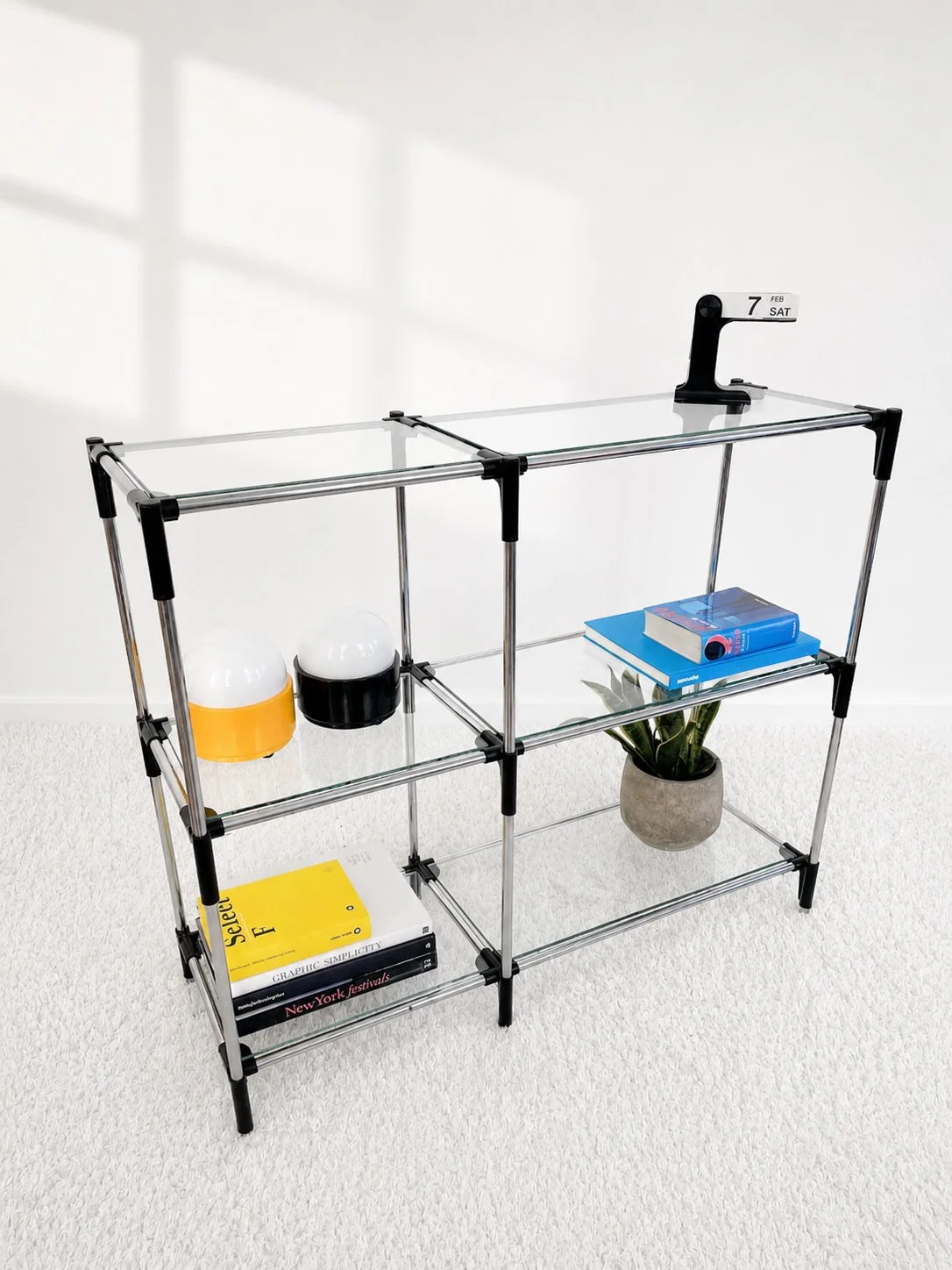 Estantería modular cristal. España 80s. Monda Lironda Vintage