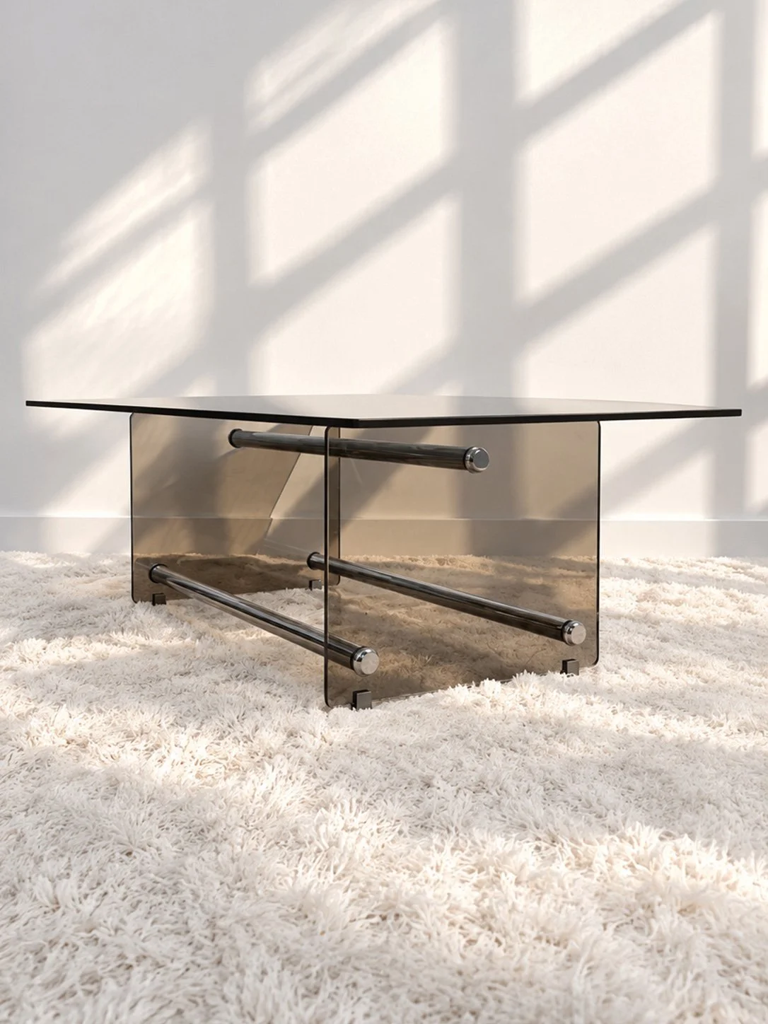 Mesa de centro italiana, circa 1970. Cristal ahumado. Monda Lironda Vintage