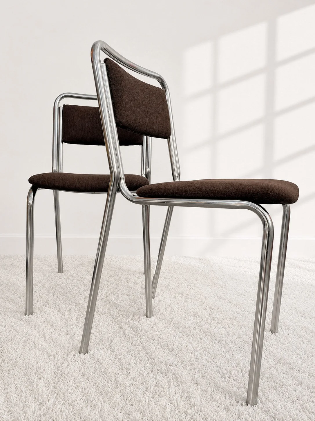 Sillas bauhaus cromadas. Tapizado chenilla. 70s. Monda Lironda Vintage