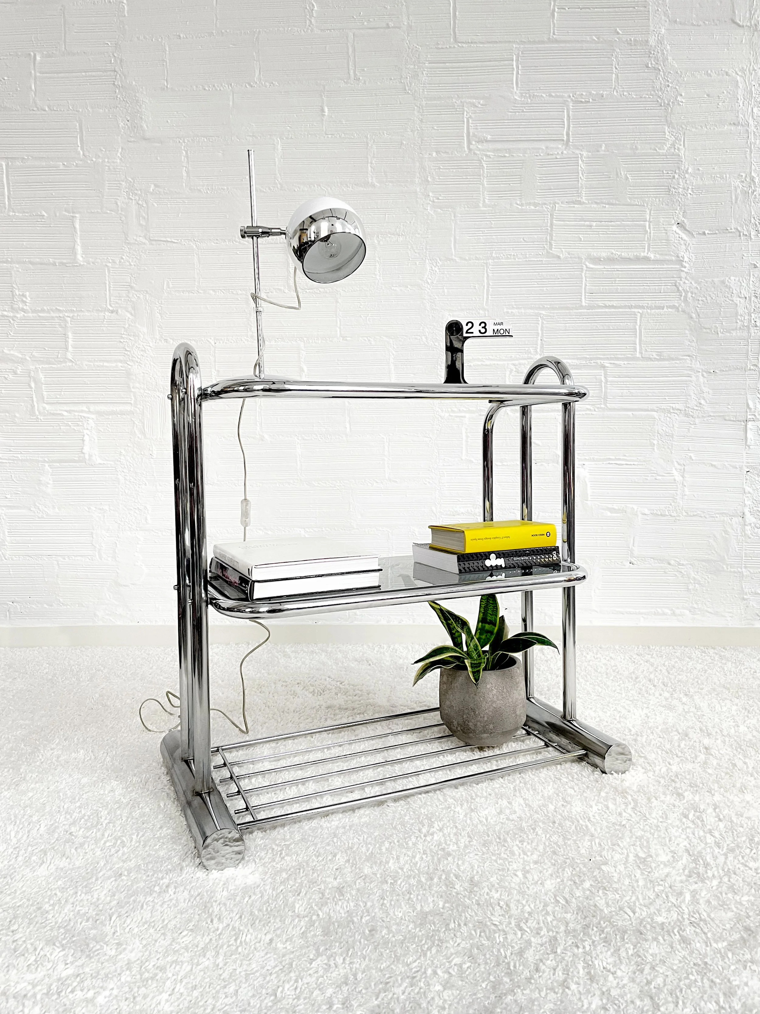 Estantería vintage de acero cromado, década de 1970. Monda Lironda Vintage