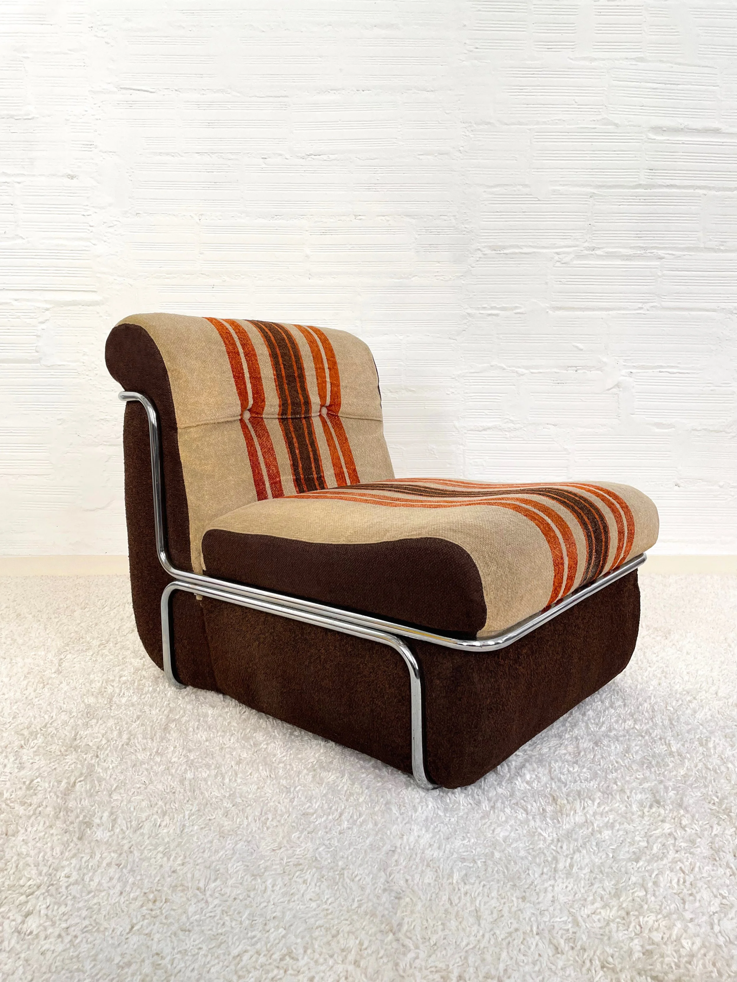 Butaca modular vintage años 70. Estructura cromada. Monda Lironda Vintage