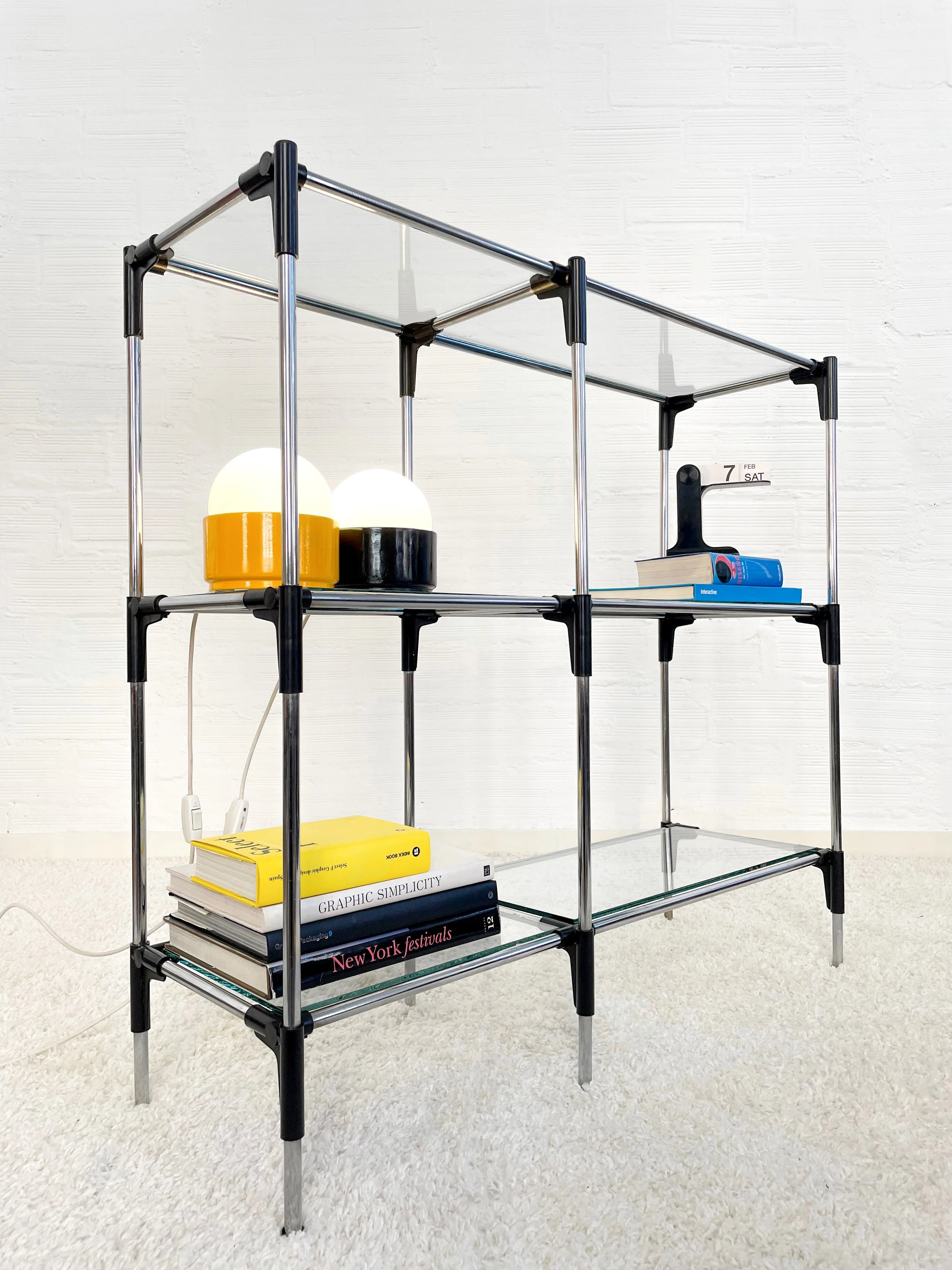 Estantería modular cristal. España 80s. Monda Lironda Vintage