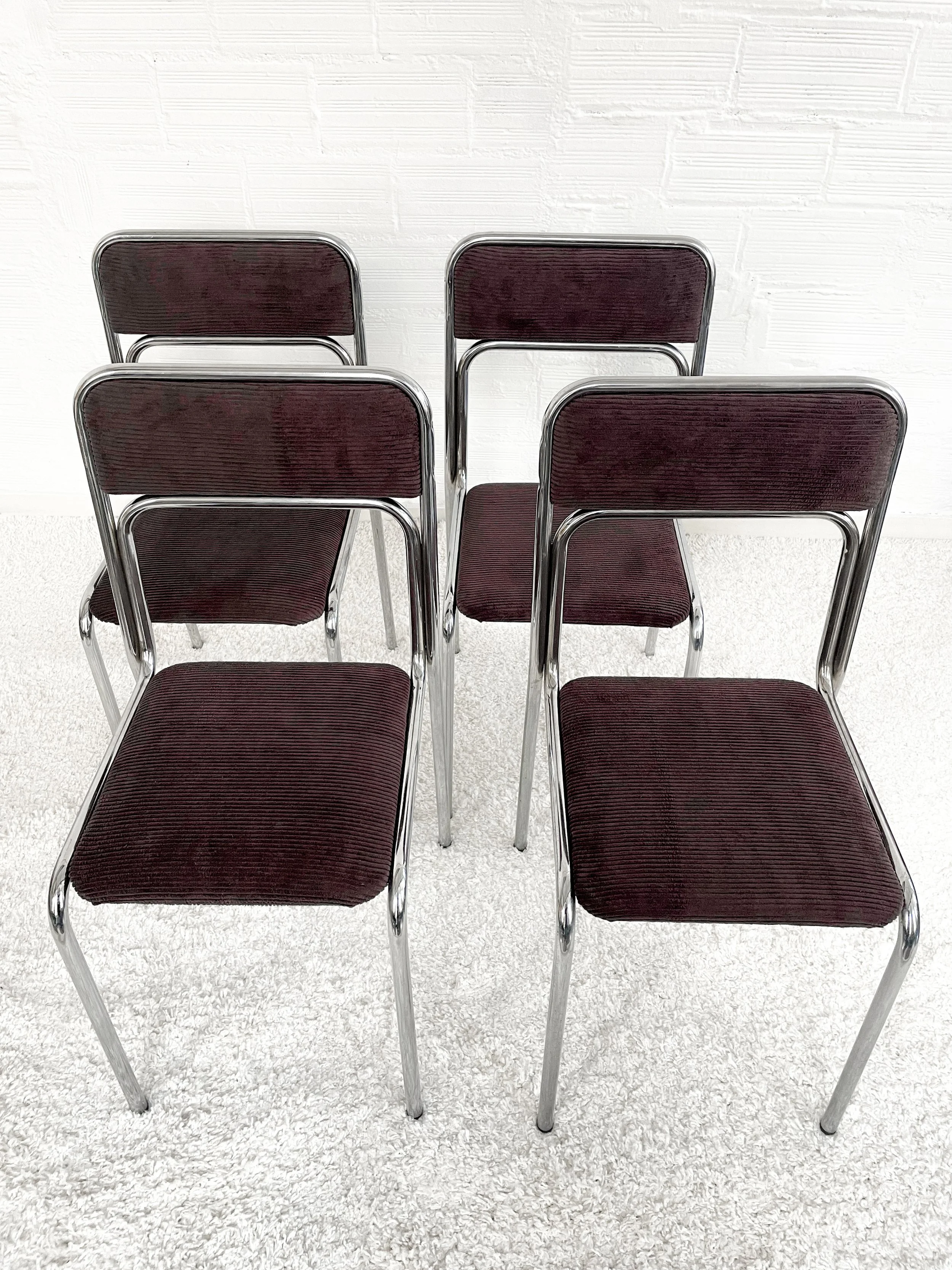 Sillas bauhaus tapizado pana. Italia, 70s. Monda Lironda Vintage