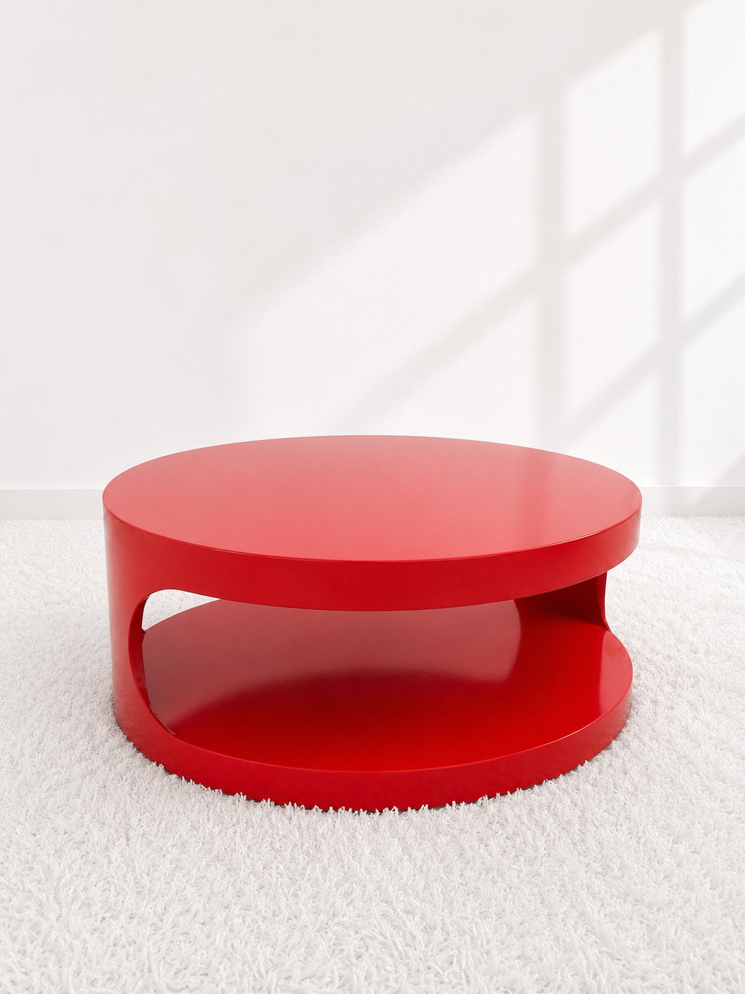Mesa de centro madera lacada en rojo. Vintage 70s. Monda Lironda Vintage