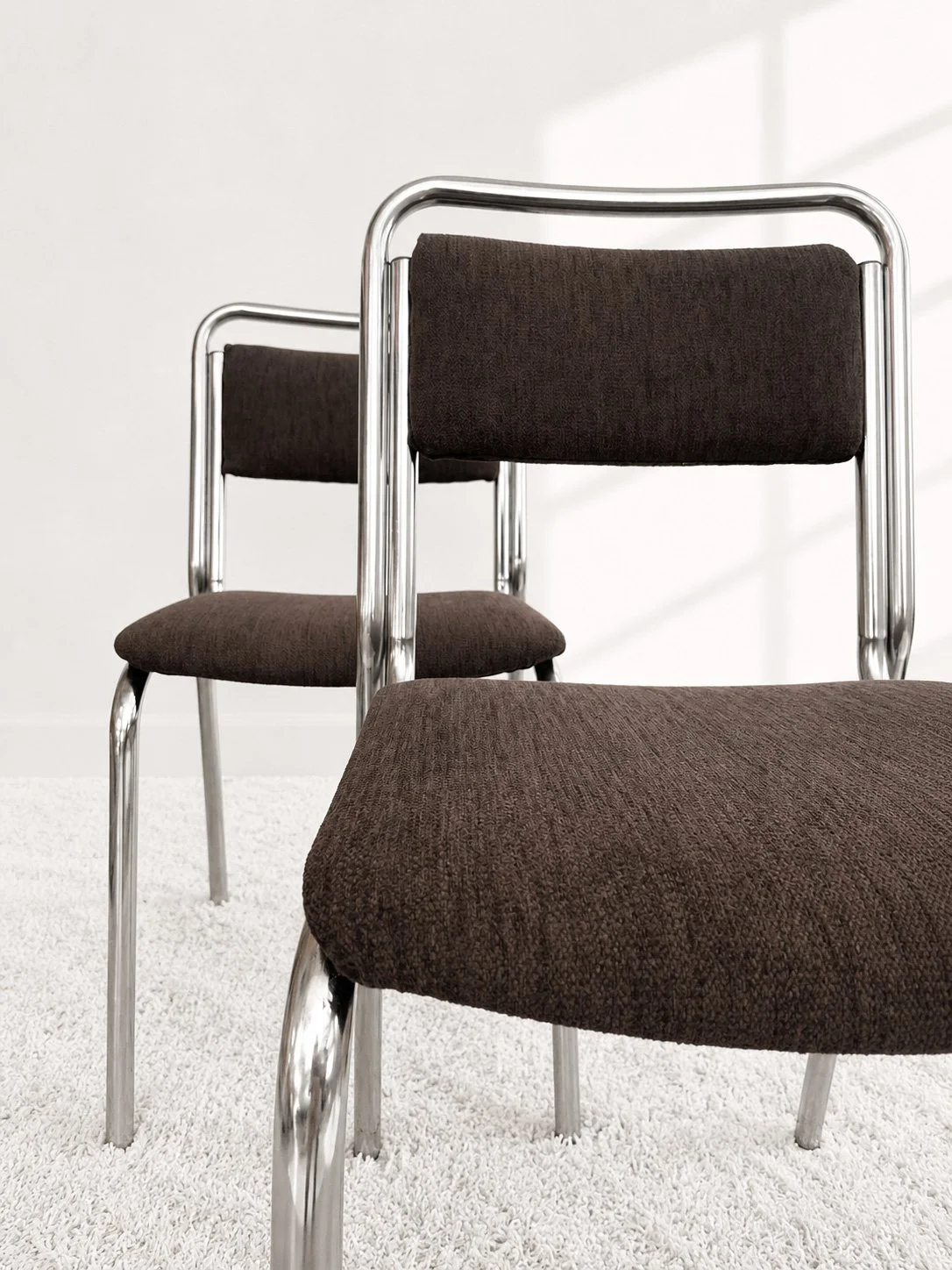 Sillas bauhaus cromadas. Tapizado chenilla. 70s. Monda Lironda Vintage