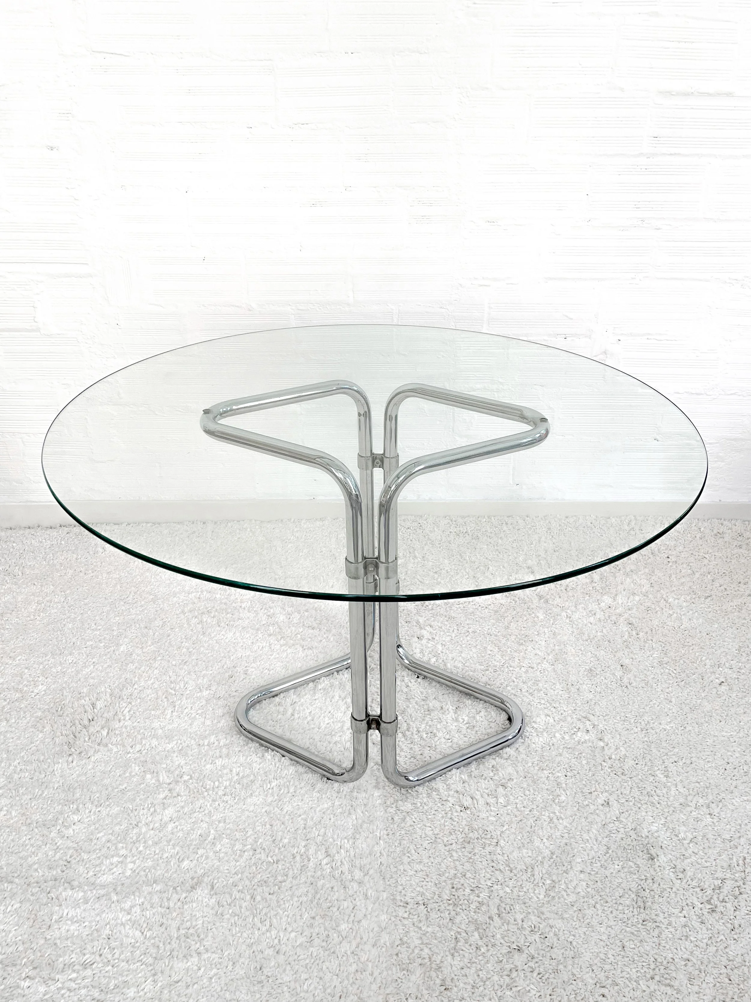 Mesa vintage de cristal transparente. 70s. Monda Lironda Vintage