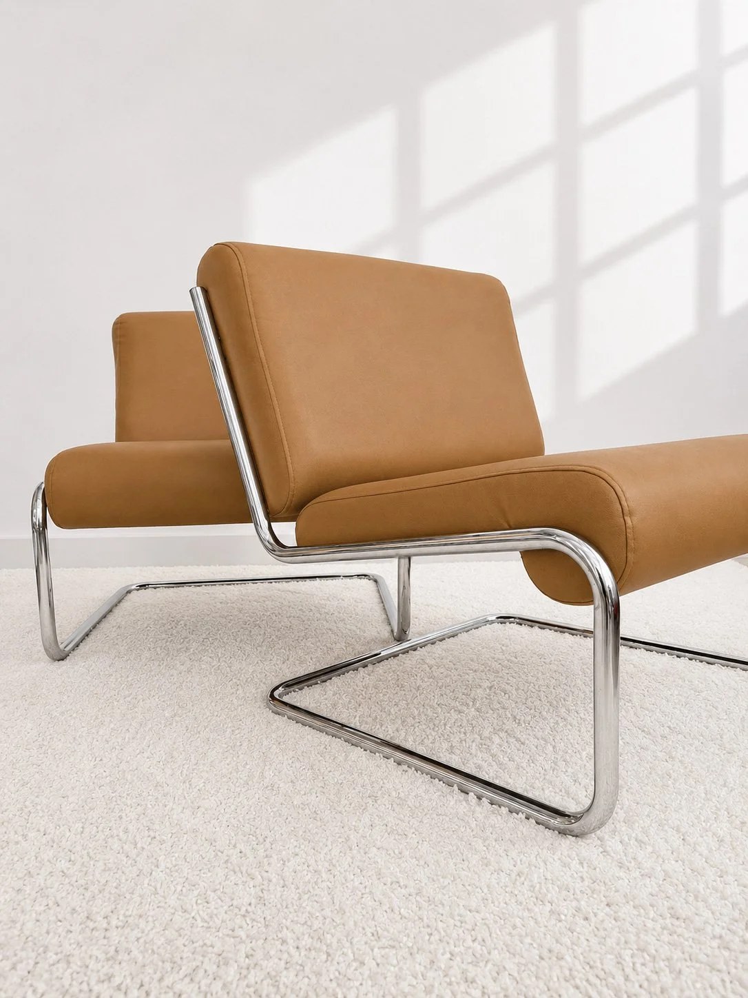 Butaca vintage cantilever. Tapizado polipiel marrón. 60s. Monda Lironda Vintage