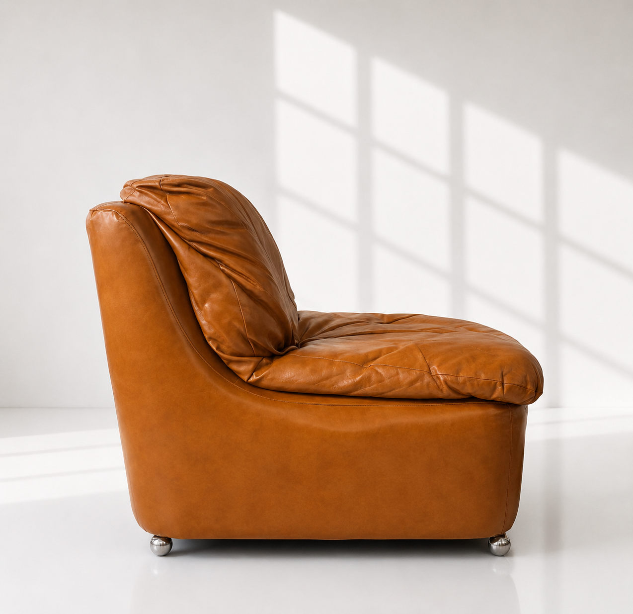Sillón modular color coñac. Francia_70s. Monda Lironda Vintage