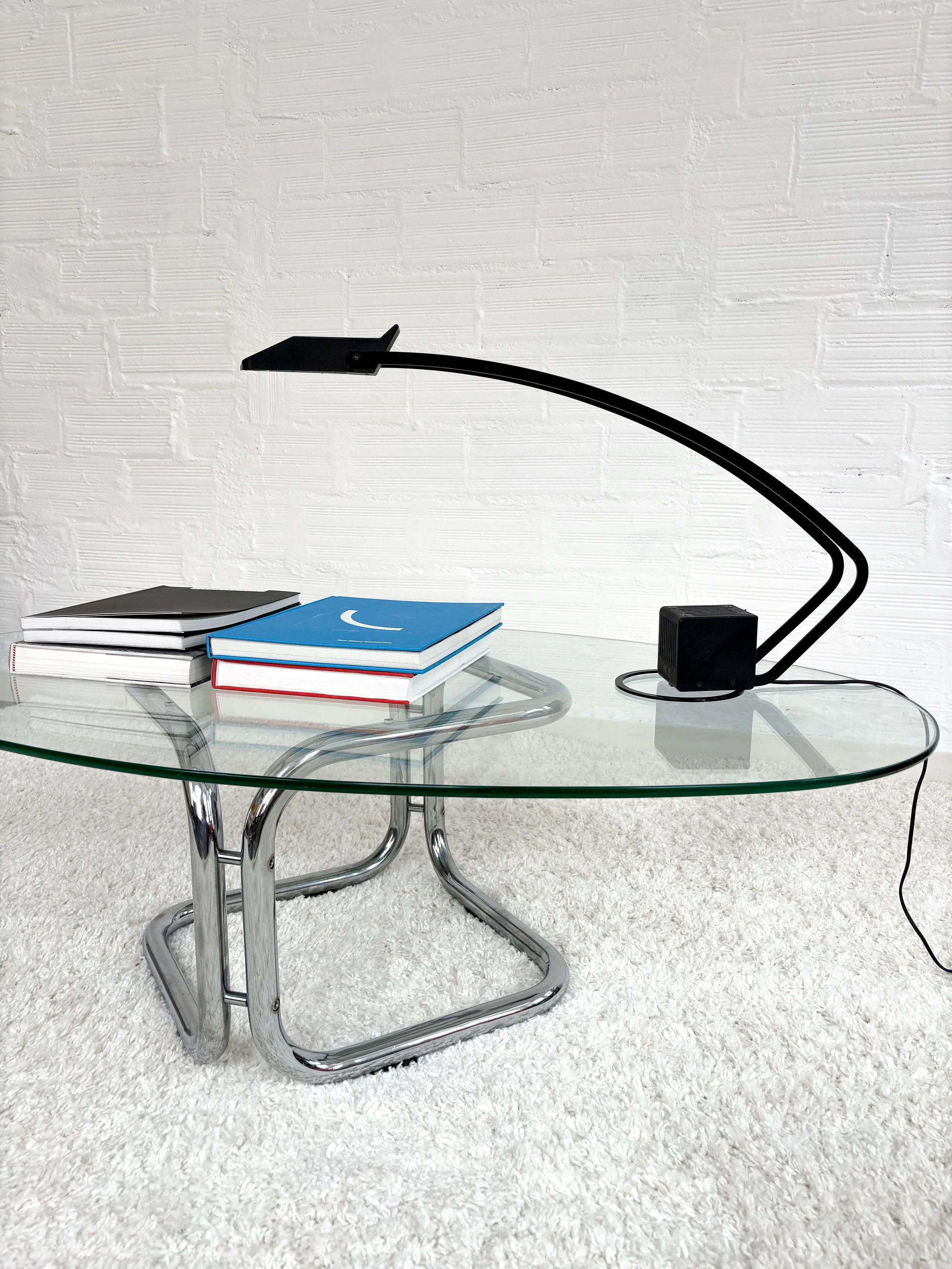 Mesa de centro ovalada cristal. Vintage. 70s. Monda Lironda Vintage