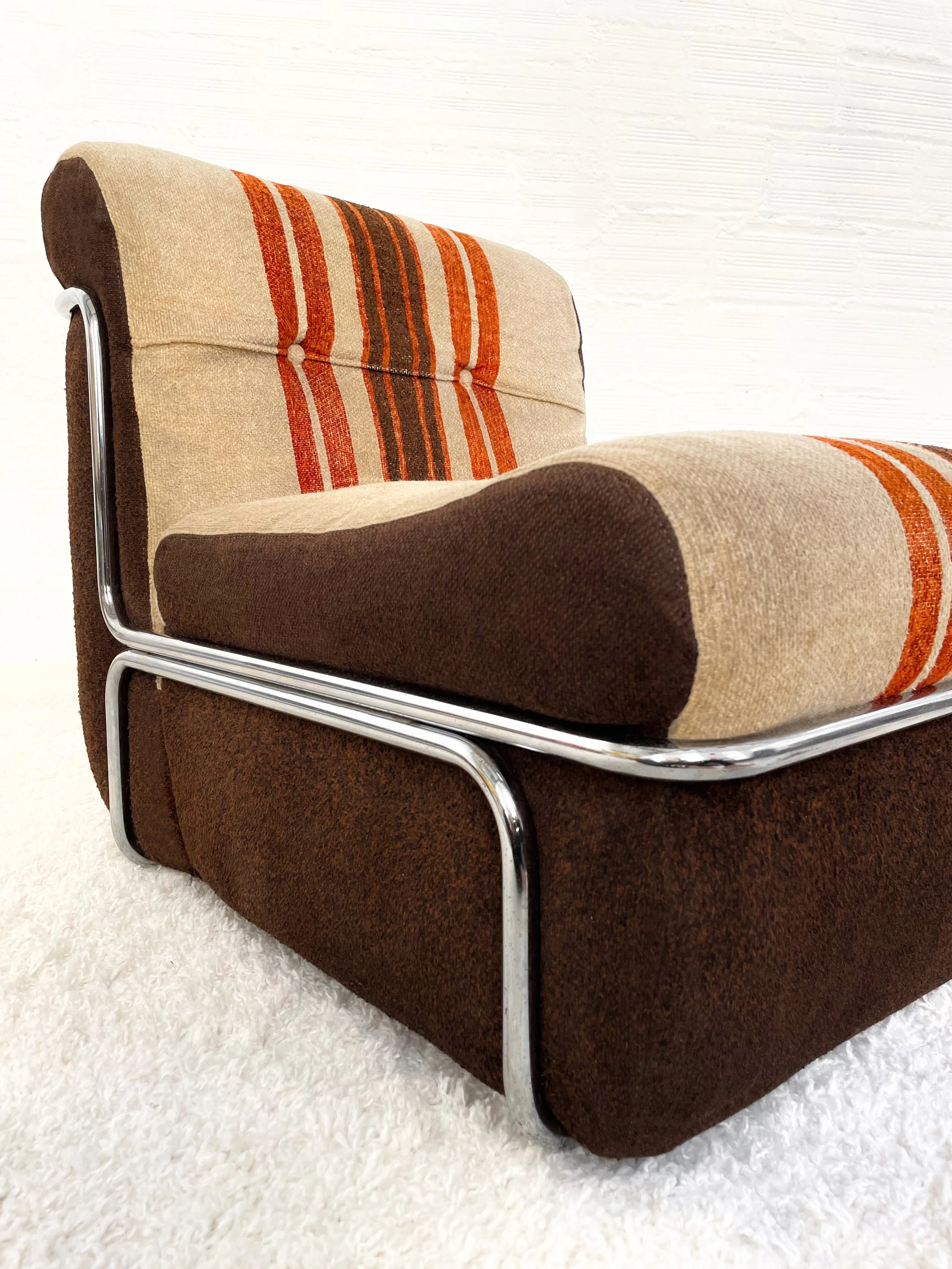 Butaca modular vintage años 70. Estructura cromada. Monda Lironda Vintage