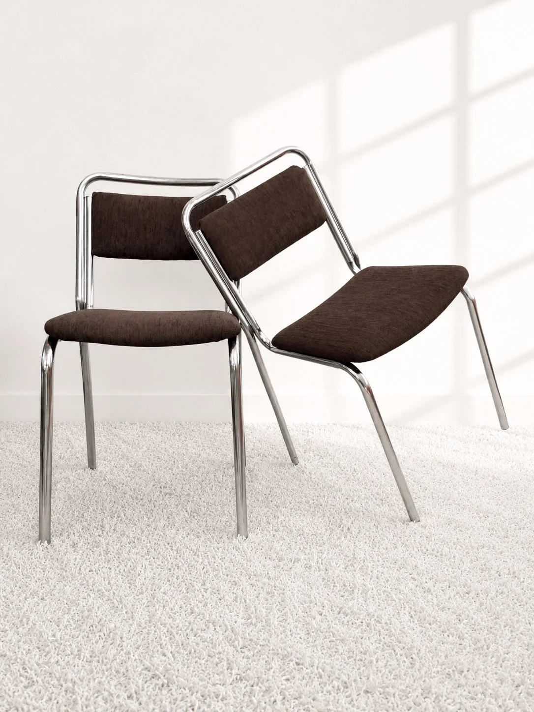 Sillas bauhaus cromadas. Tapizado chenilla. 70s. Monda Lironda Vintage