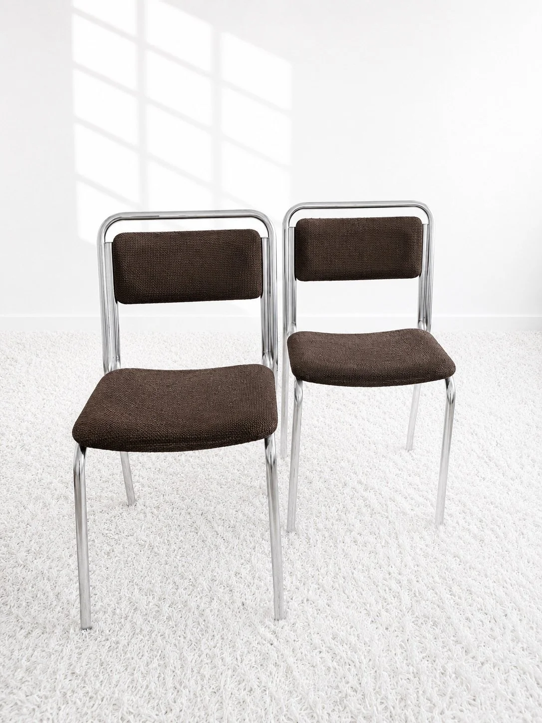 Sillas bauhaus cromadas. Tapizado chenilla. 70s. Monda Lironda Vintage