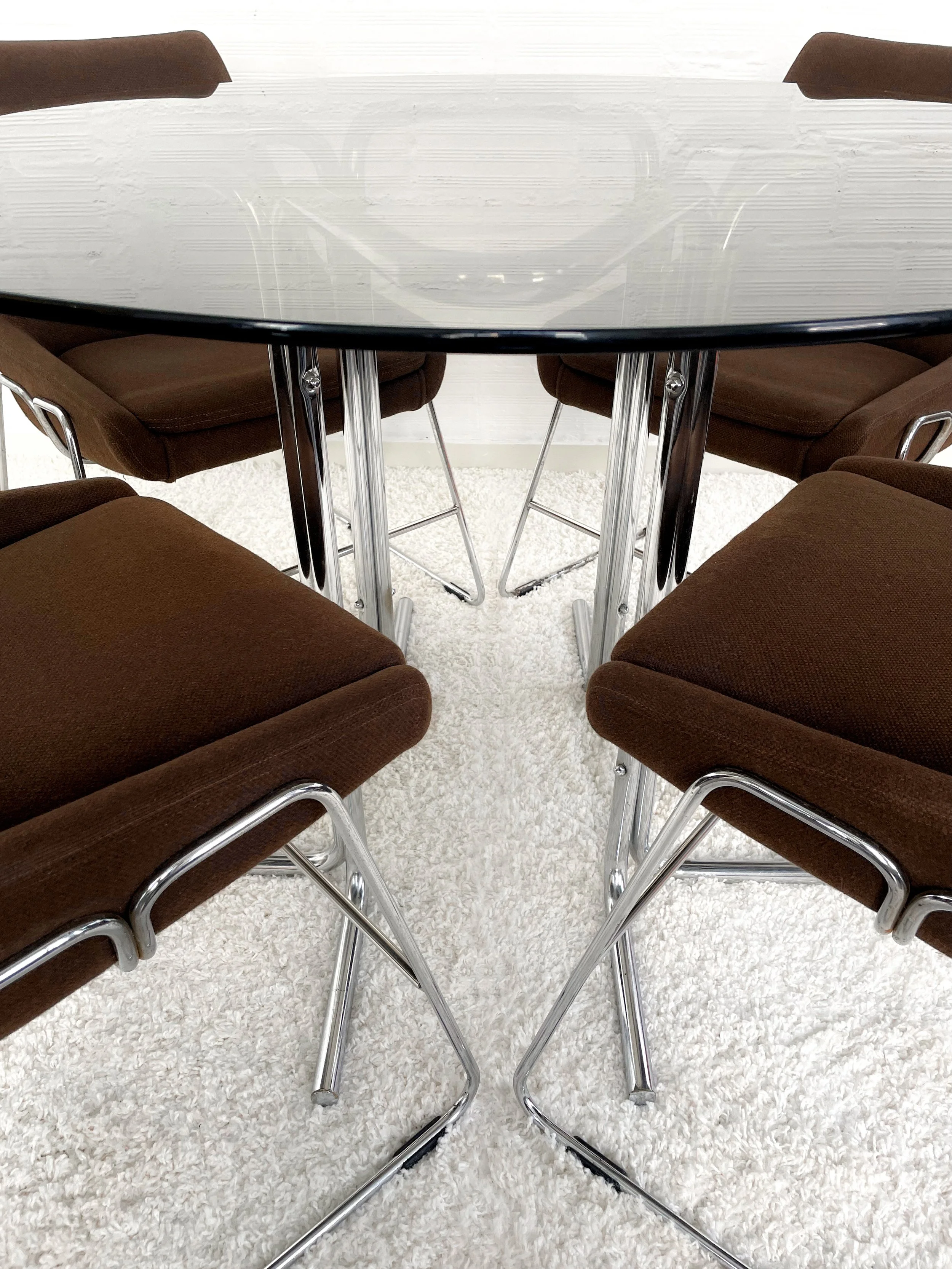 Mesa comedor vintage. Estructura cromada estrella. 70s. Monda Lironda Vinatge