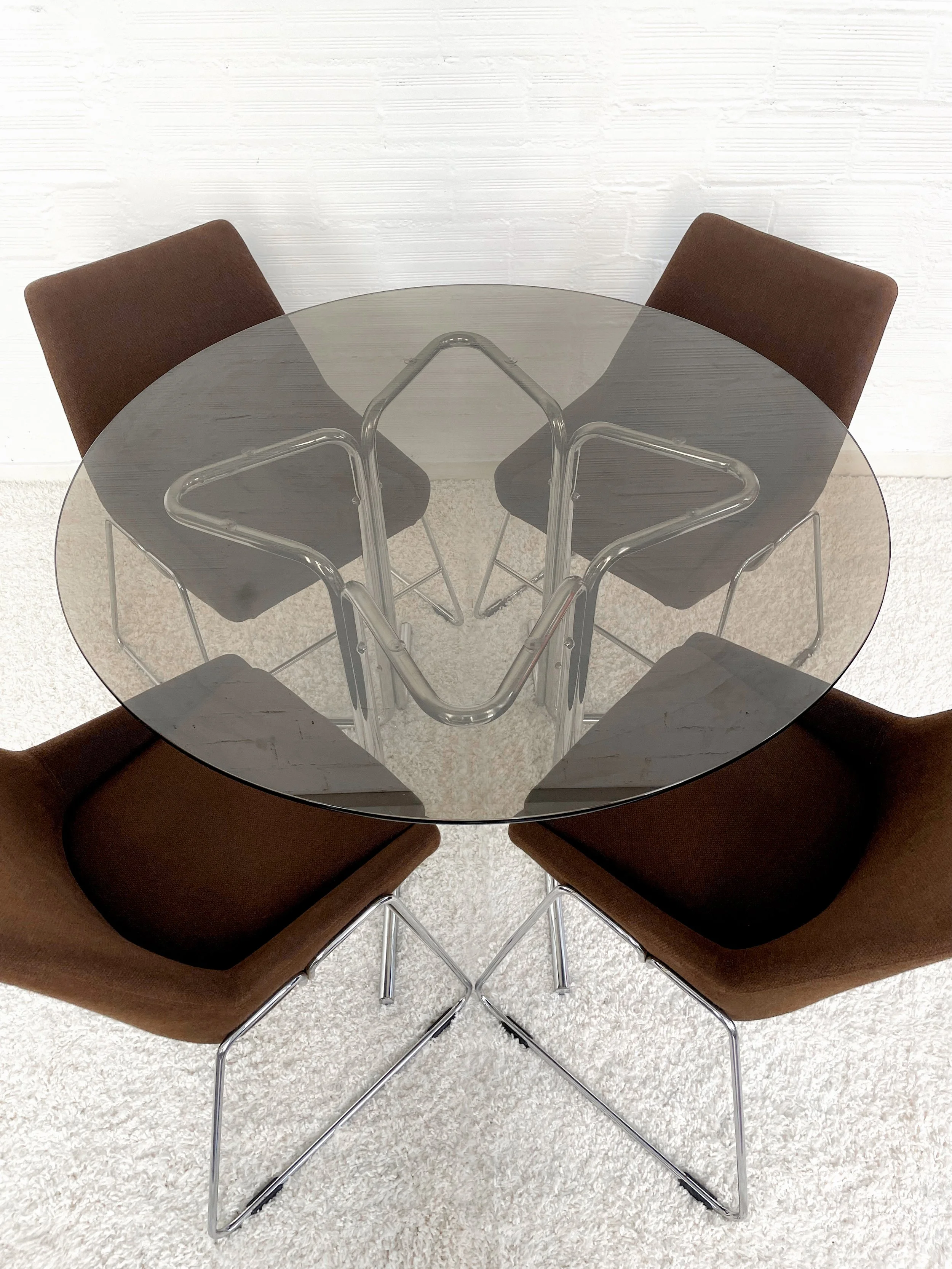 Mesa comedor vintage. Estructura cromada estrella. 70s. Monda Lironda Vinatge
