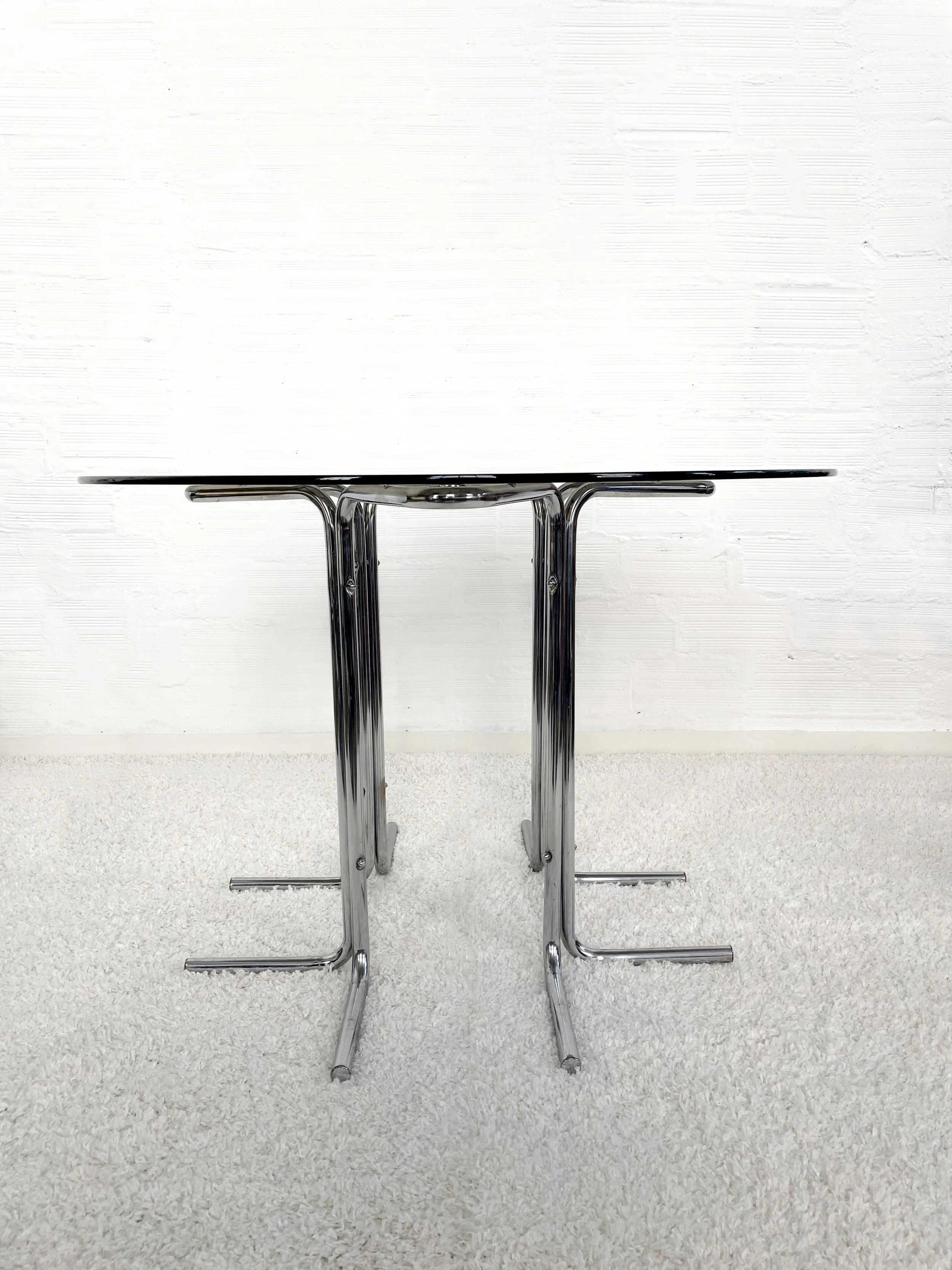 Mesa comedor vintage. Estructura cromada estrella. 70s. Monda Lironda Vinatge
