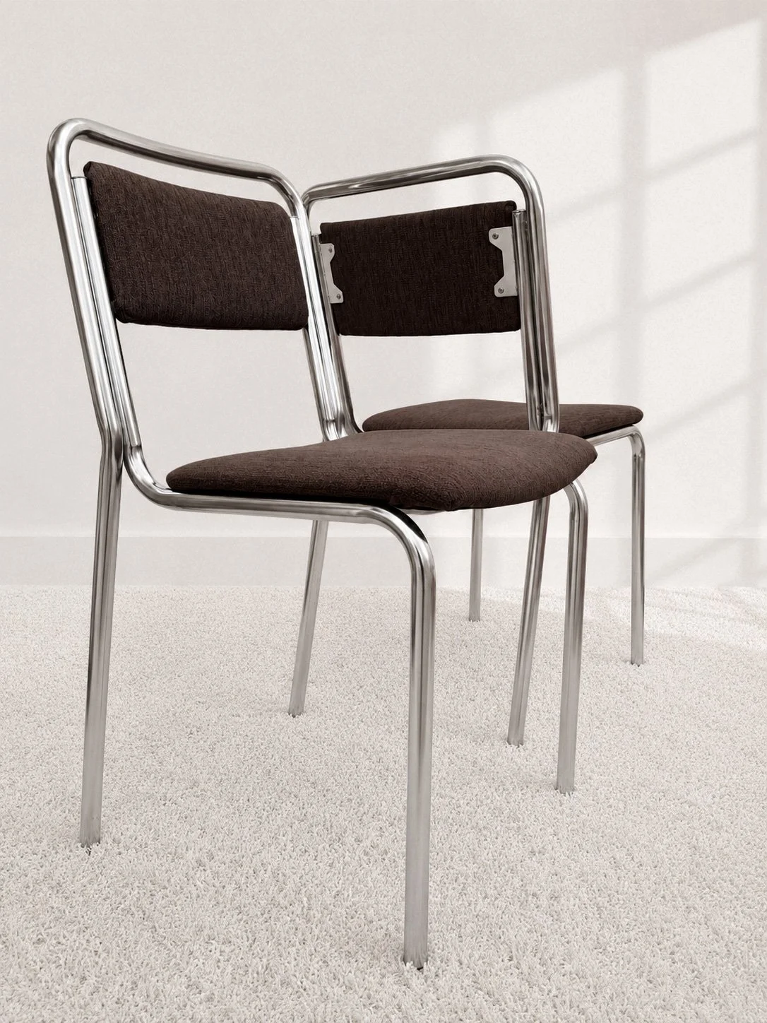 Sillas bauhaus cromadas. Tapizado chenilla. 70s. Monda Lironda Vintage