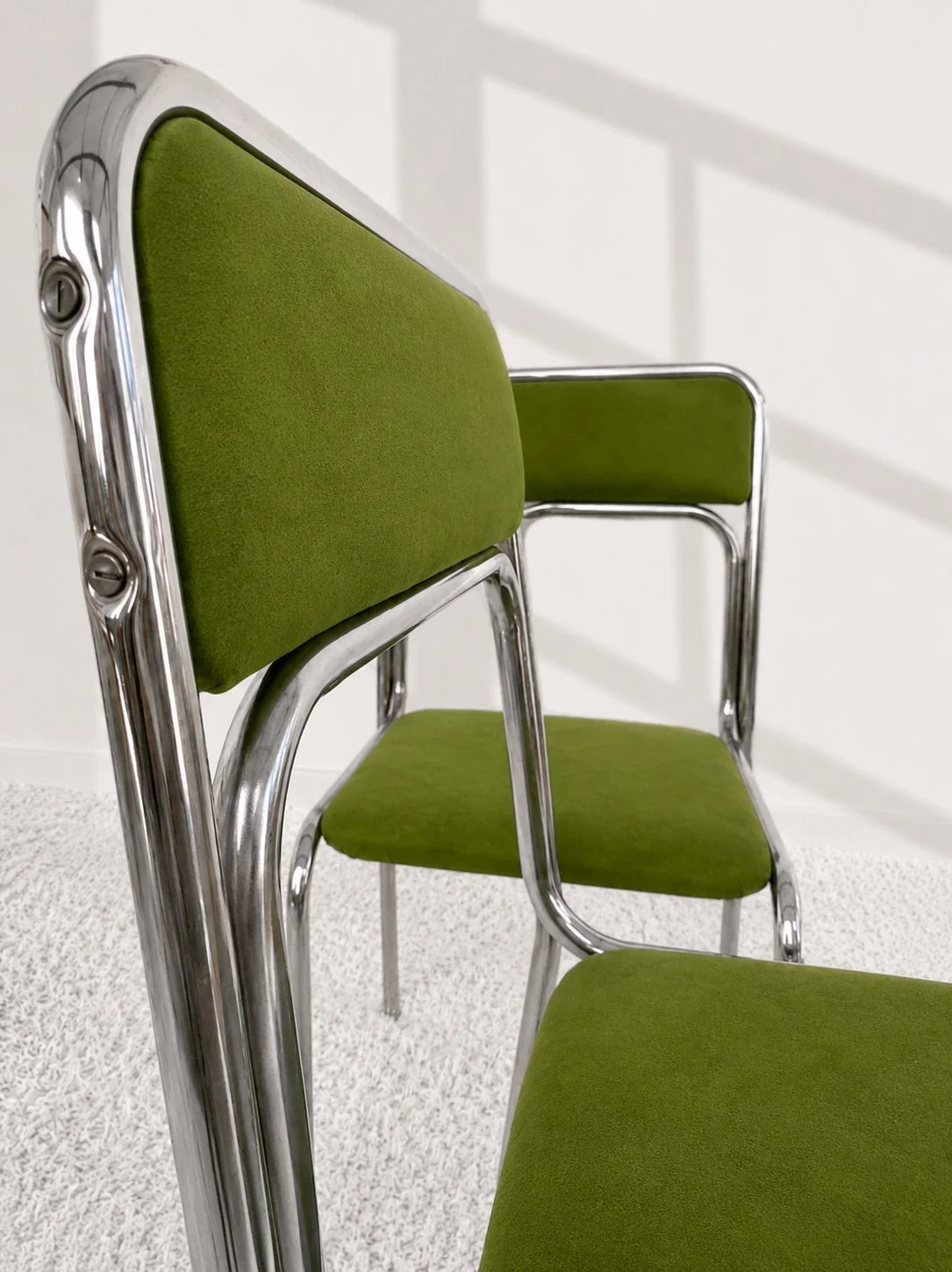 Sillas bauhaus terciopelo verde. Italia 1970. Monda Lironda Vintage